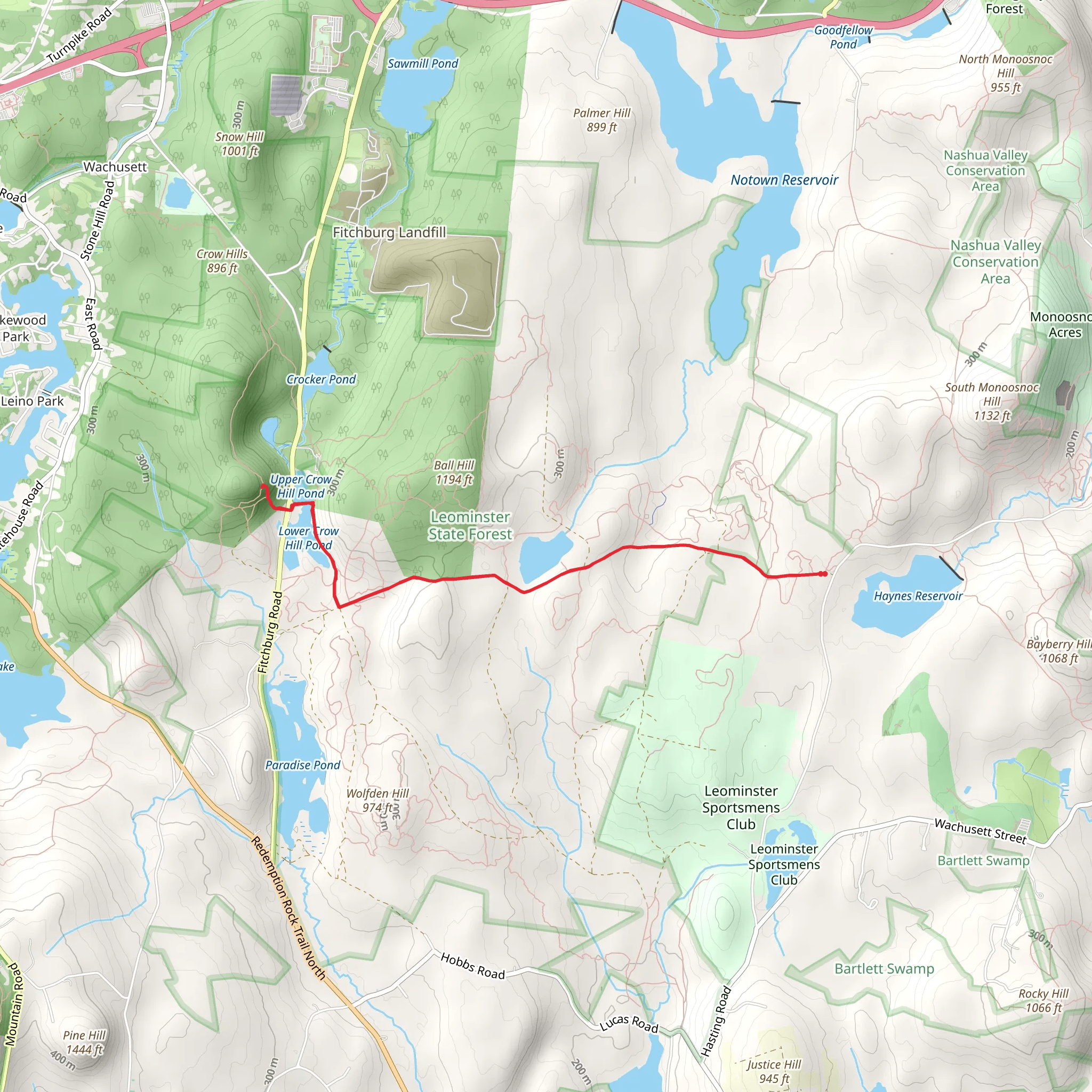 Rocky Pond and Crow Hill Pond mobile static map