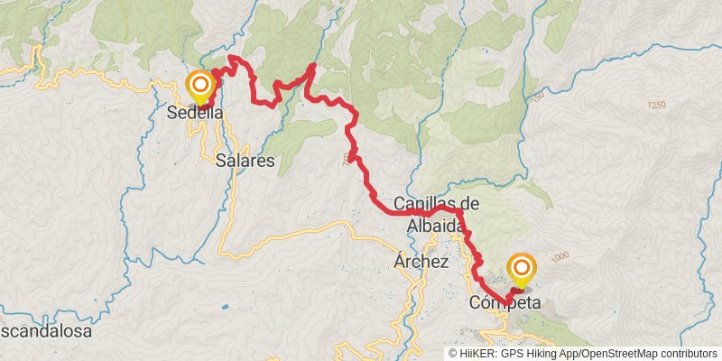 Andalucian Coast to Coast Walk stage 3 Map
