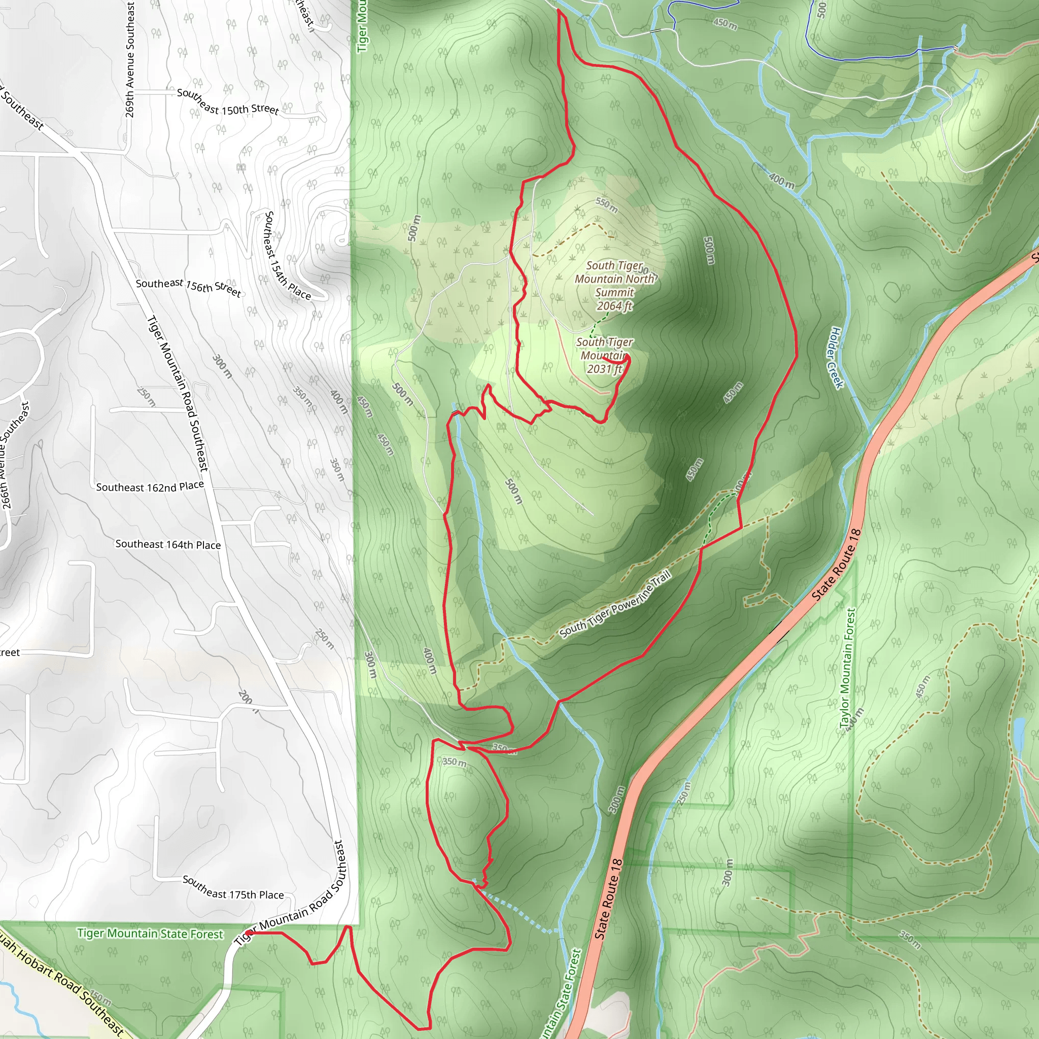 South Tiger Mountain Traverse Trail and Tiger Mountain Trail mobile static map