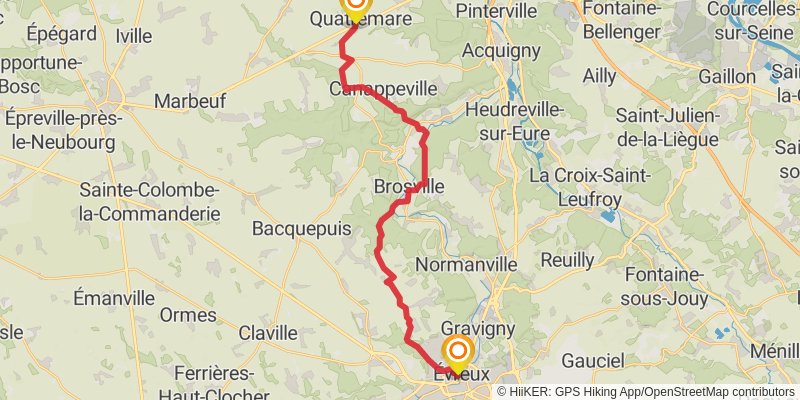 Compostelle Rouen to Chartres stage 3 Map