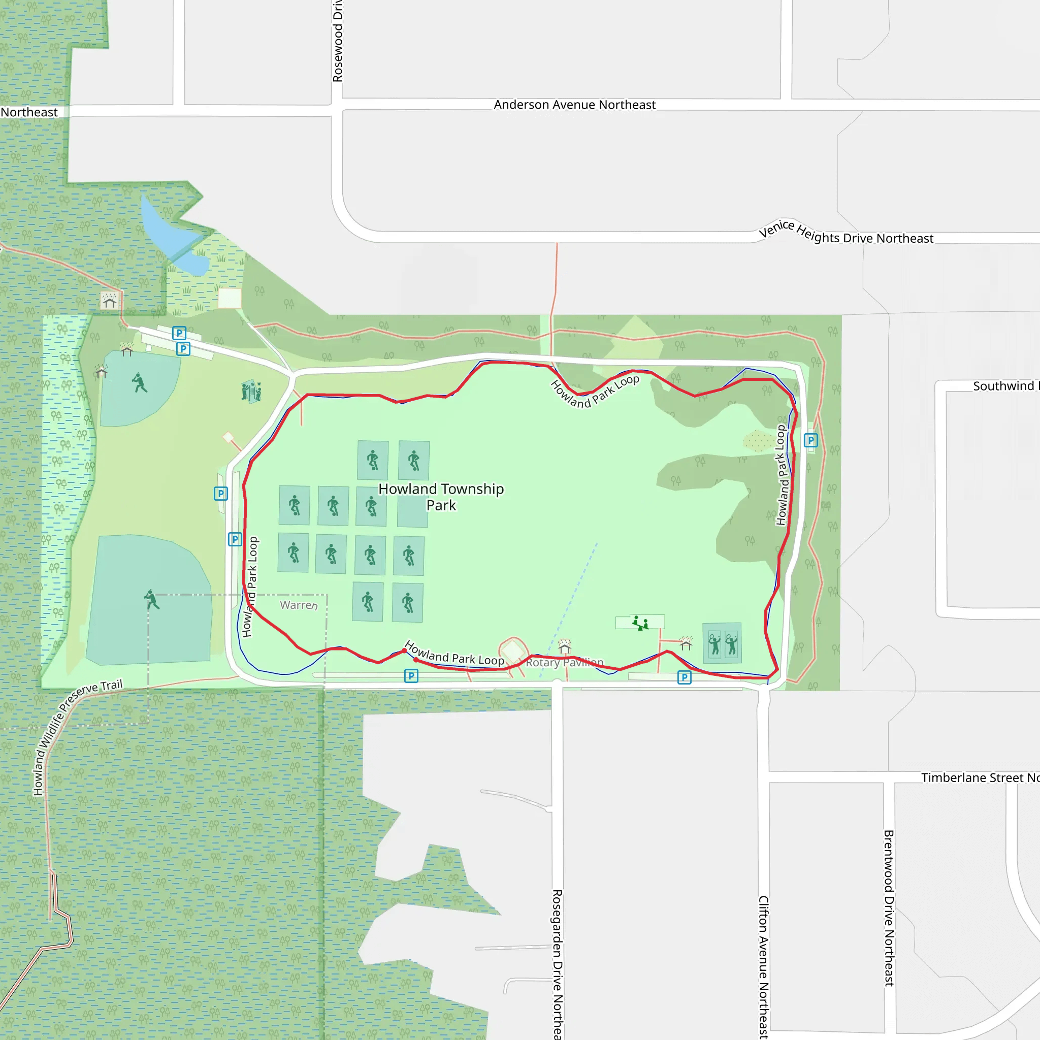 Howland Township Park Loop mobile static map