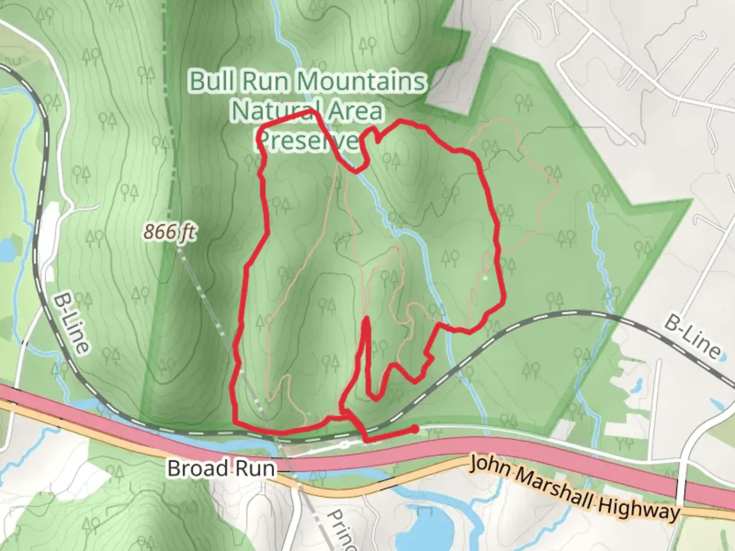 An image depicting the trail Fern Hollow Loop and its surrounding area.