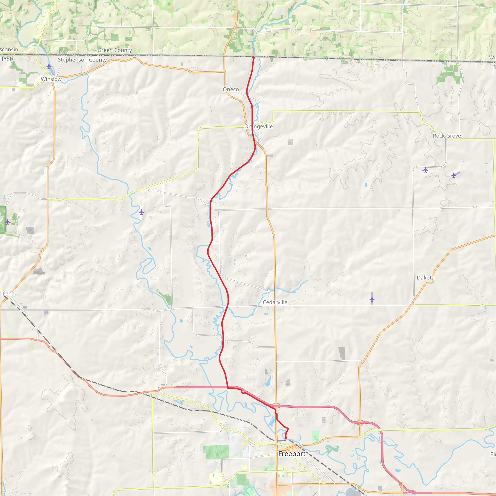 Jane Addams Trail from West State Line Road mobile static map