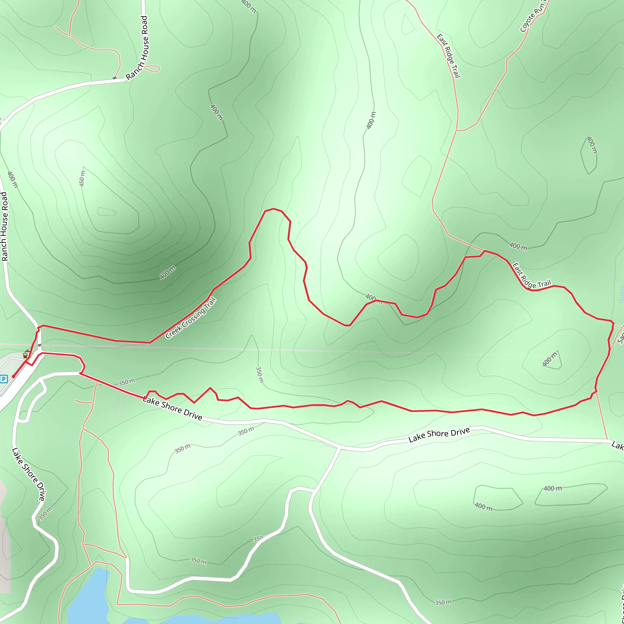 East Ridge and Creek Crossing Loop Trail mobile static map
