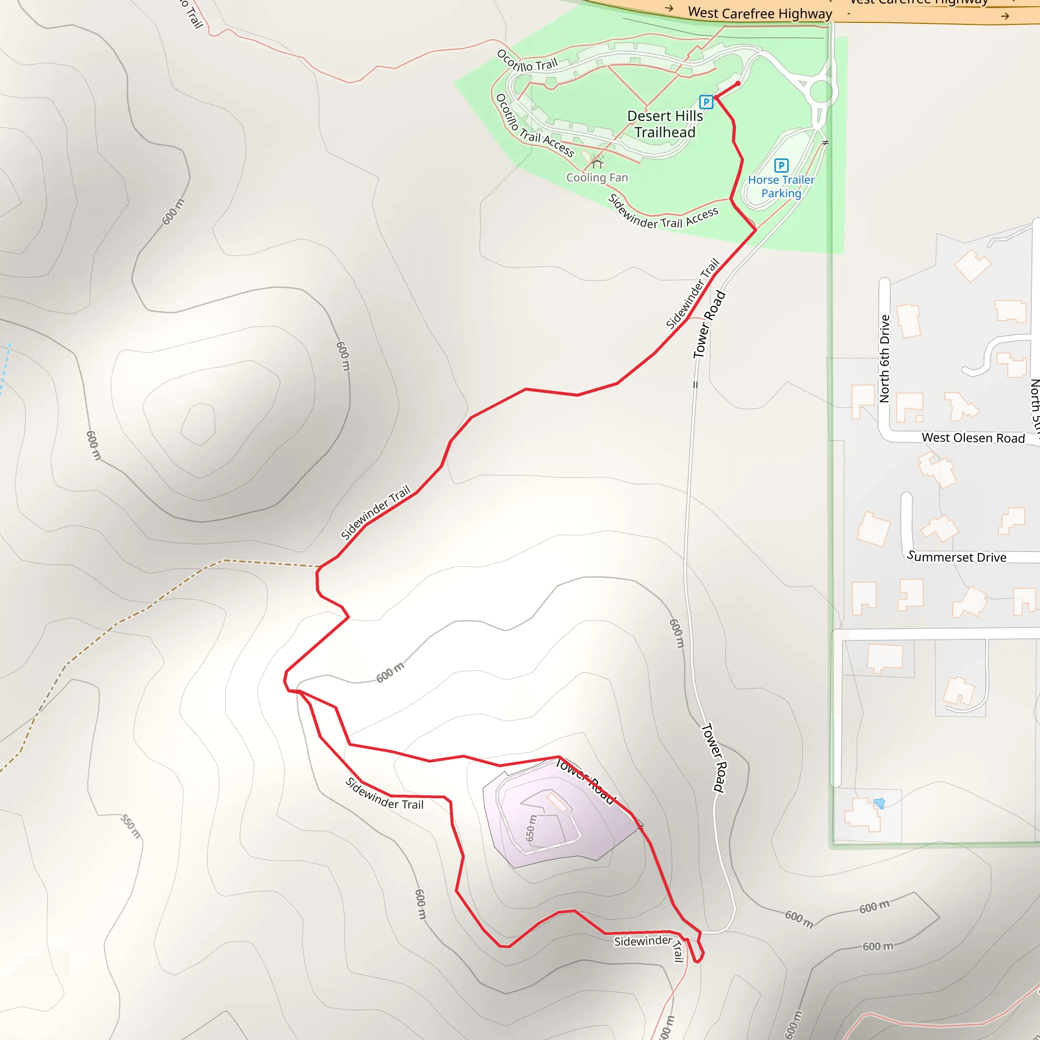 Sidewinder Loop Trail mobile static map