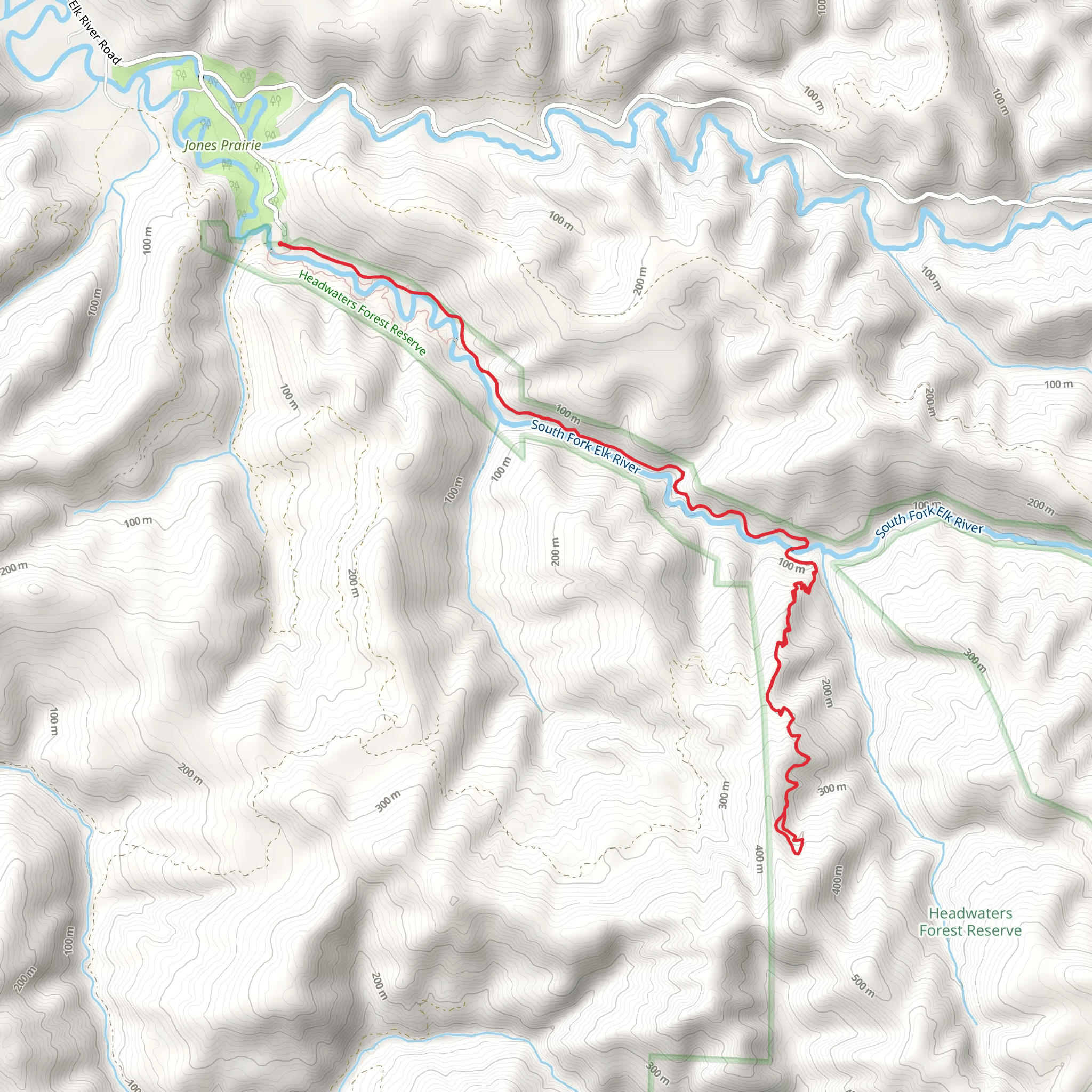 Elk River Road and Little South Fork Elk River Trail mobile static map