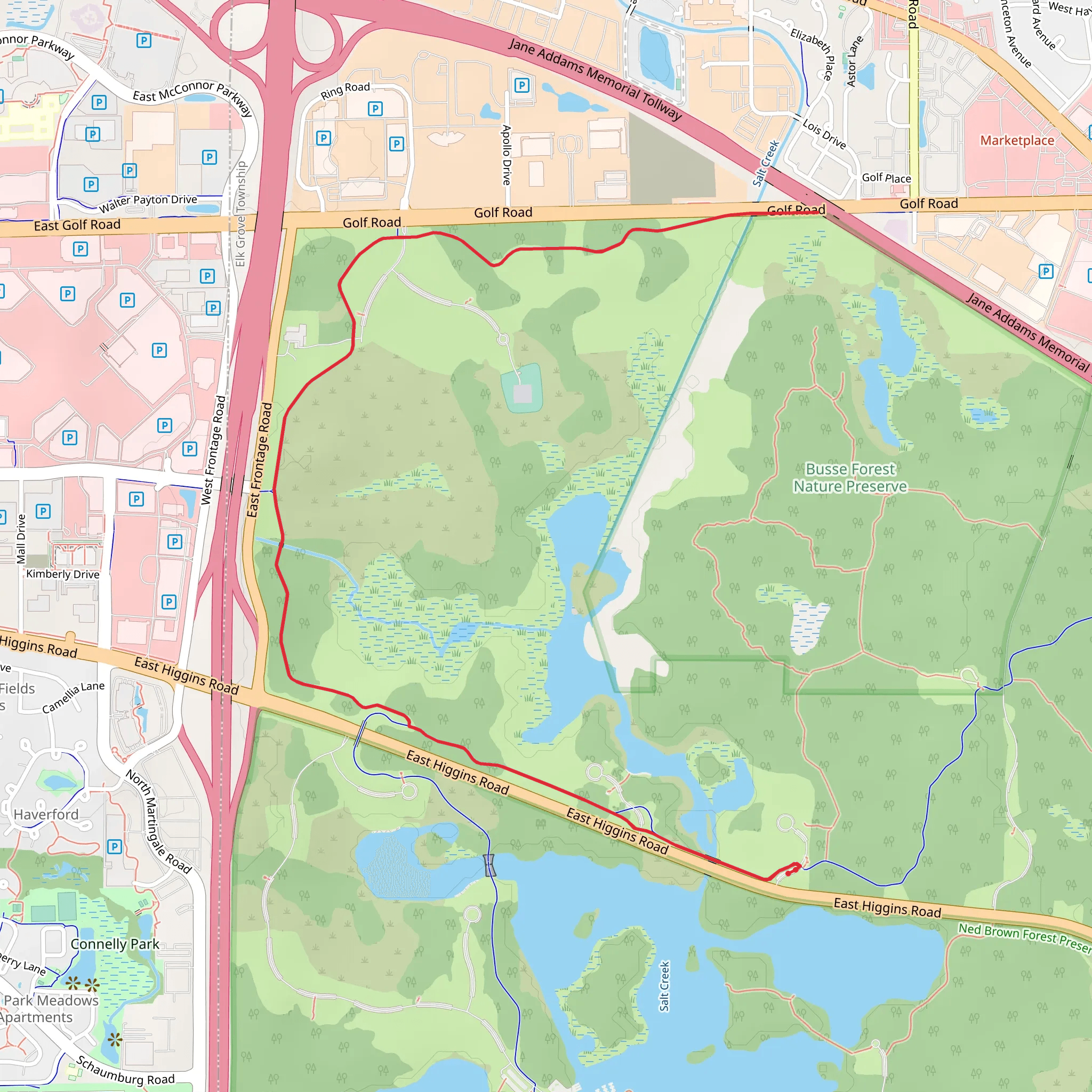 Busse Forest Trails Red Paved mobile static map