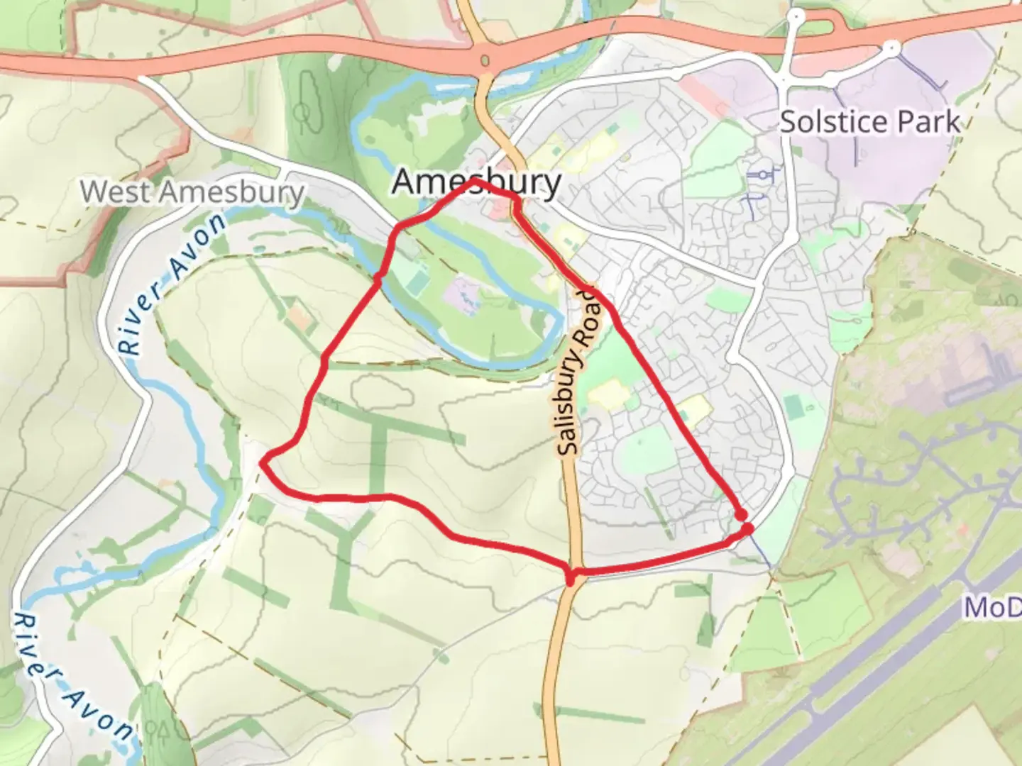 An image depicting the trail Amesbury Country Park and its surrounding area.