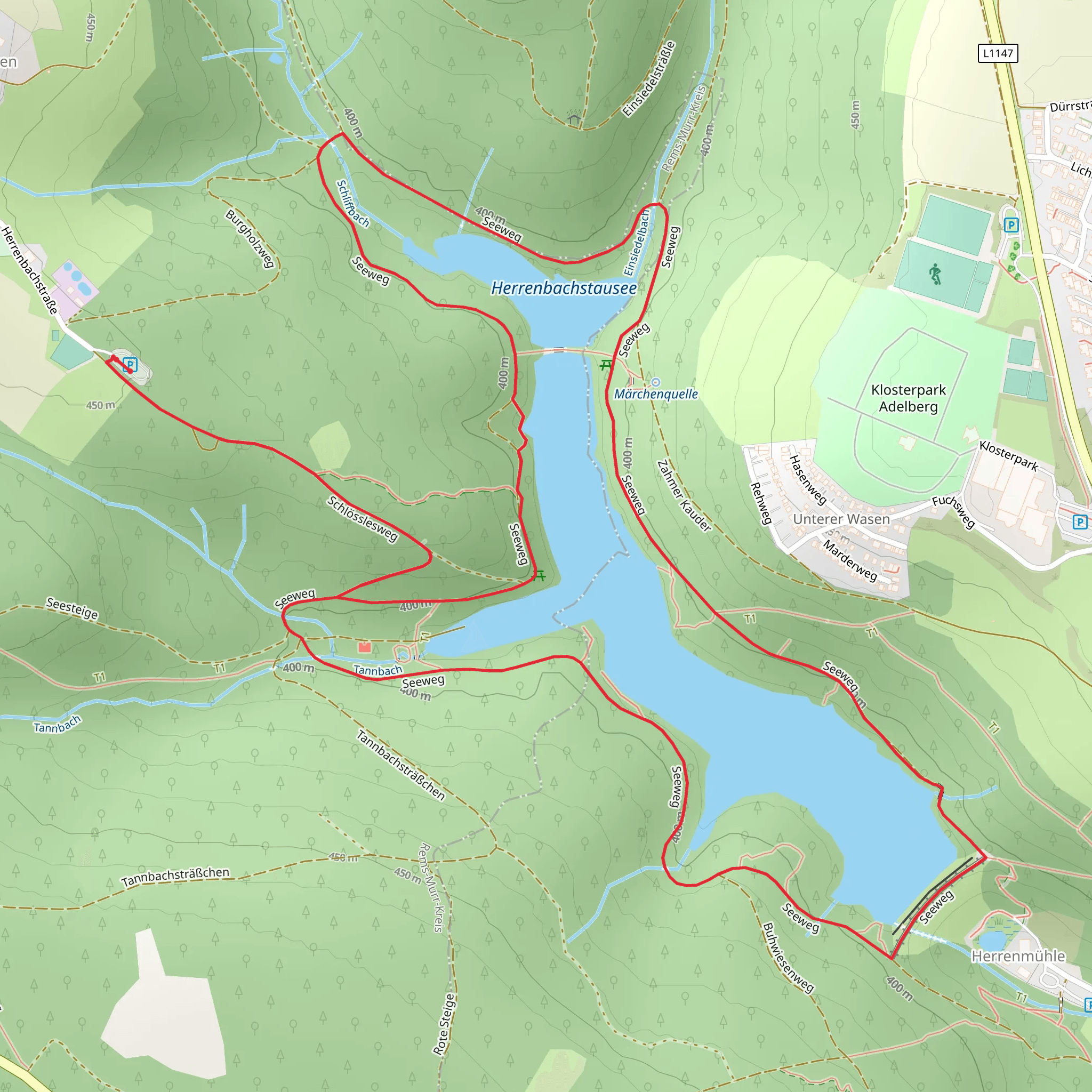 Herrenbach Stausee Loop mobile static map