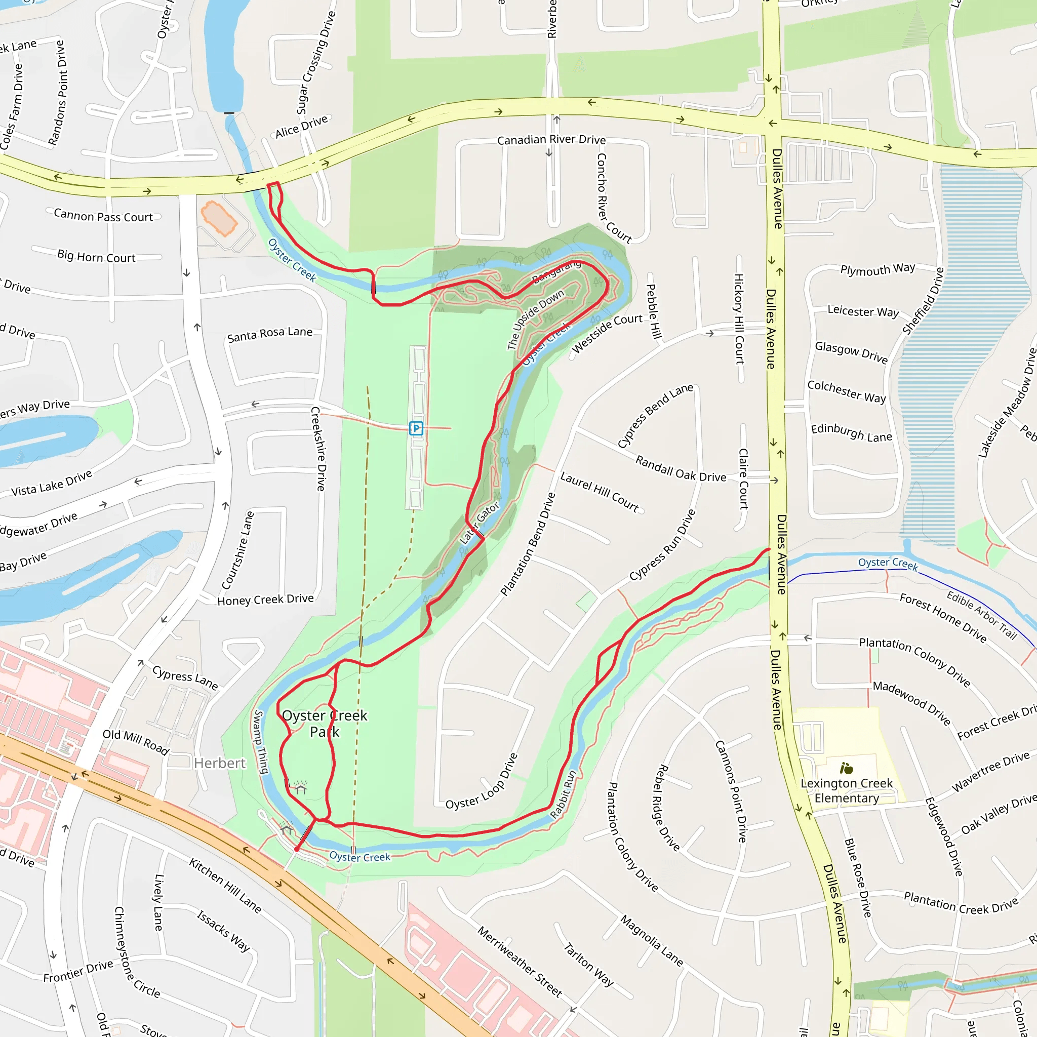 Jones Creek and Oyster Creek Loop mobile static map