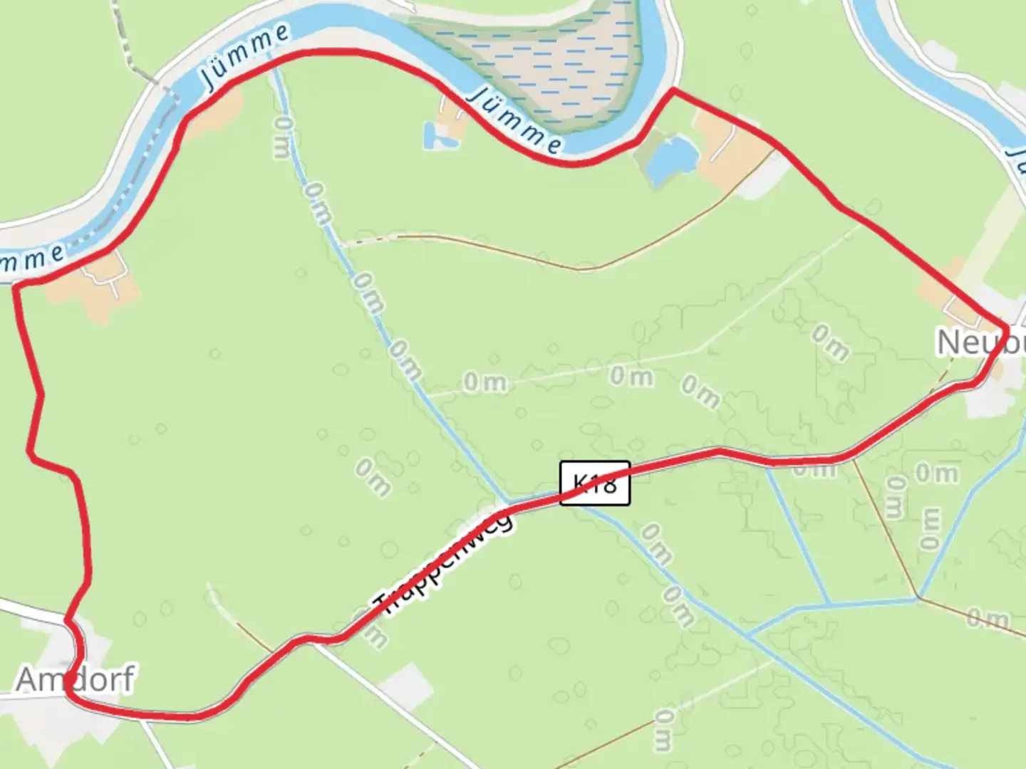 An image depicting the trail Amdorf and Neuburg Loop and its surrounding area.
