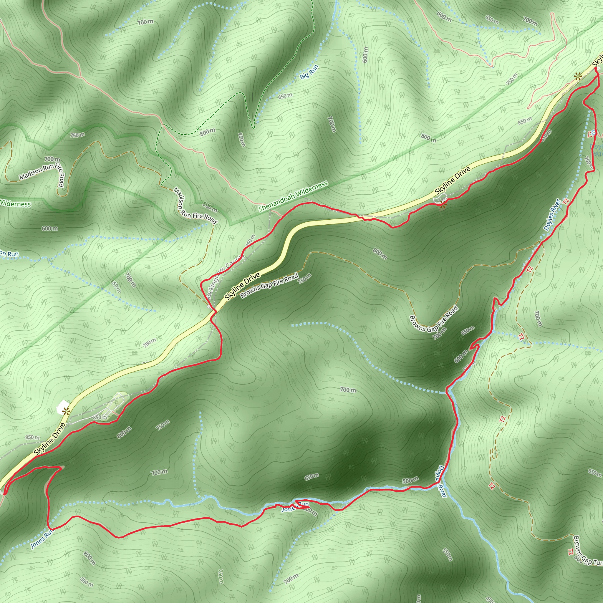 Doyles River , Jones Run and Browns Gap Loop Trail mobile static map