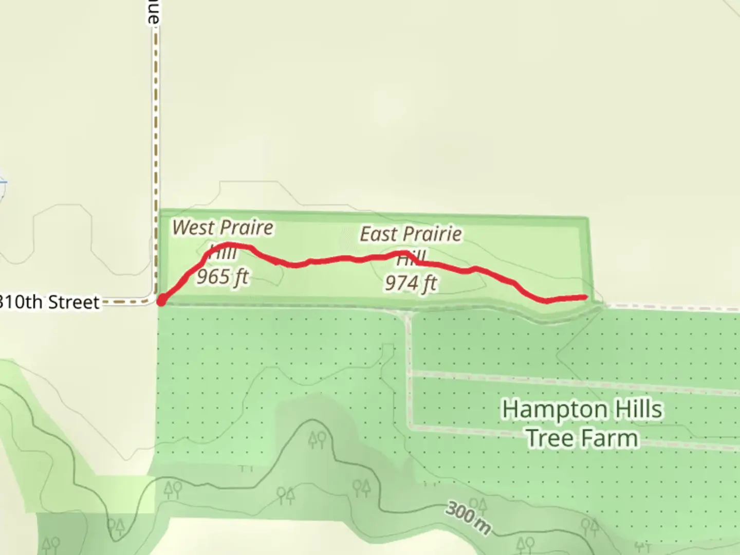 An image depicting the trail McKnight Prairie and its surrounding area.