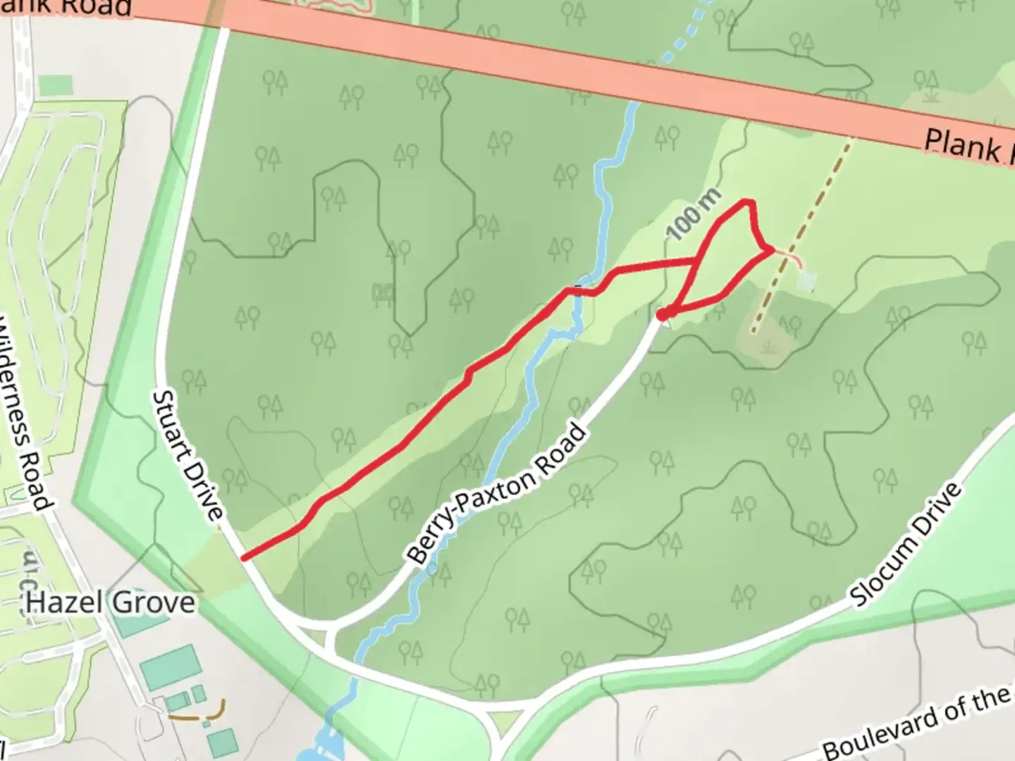 An image depicting the trail Hazel Grove Trail and Fairview Trail and its surrounding area.