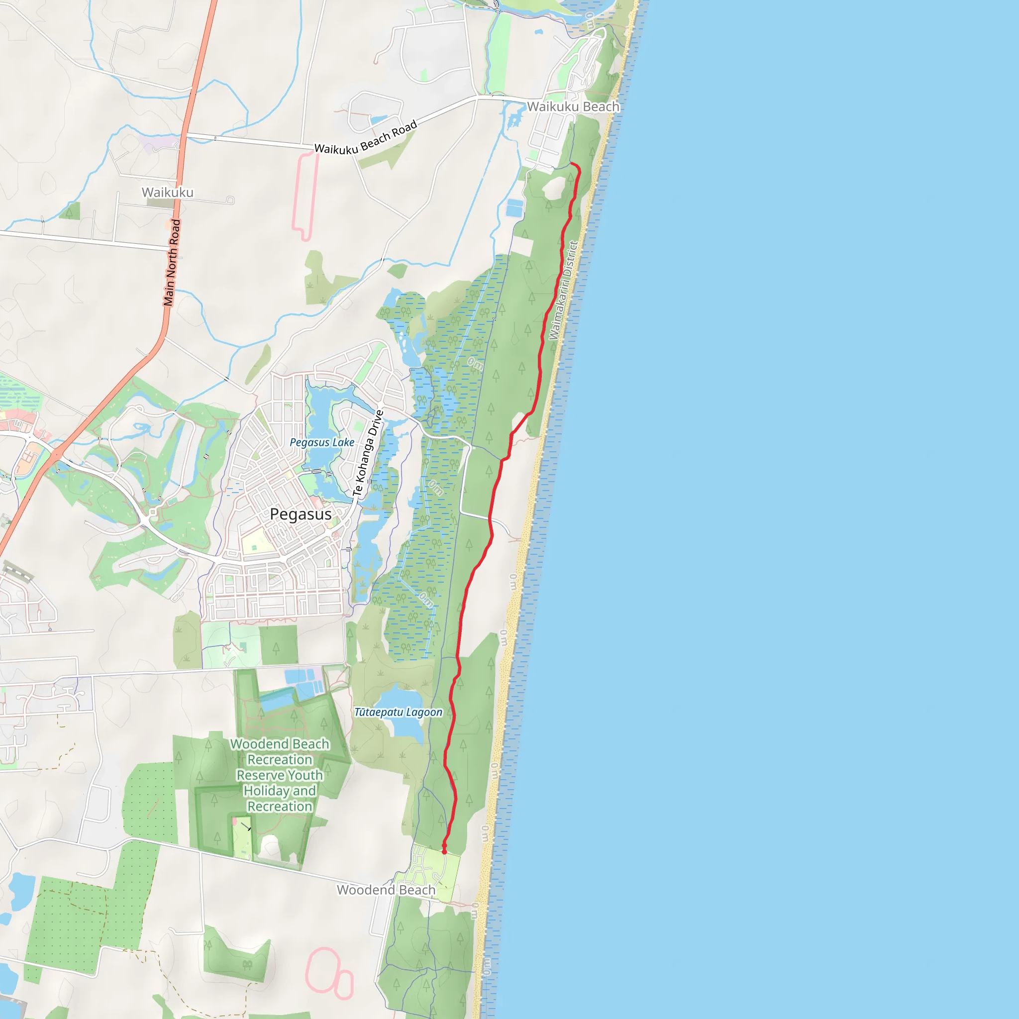 Pegasus Bay Walkway mobile static map