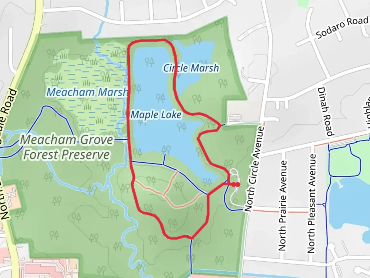 An image depicting the trail Maple Lake Loop and its surrounding area.