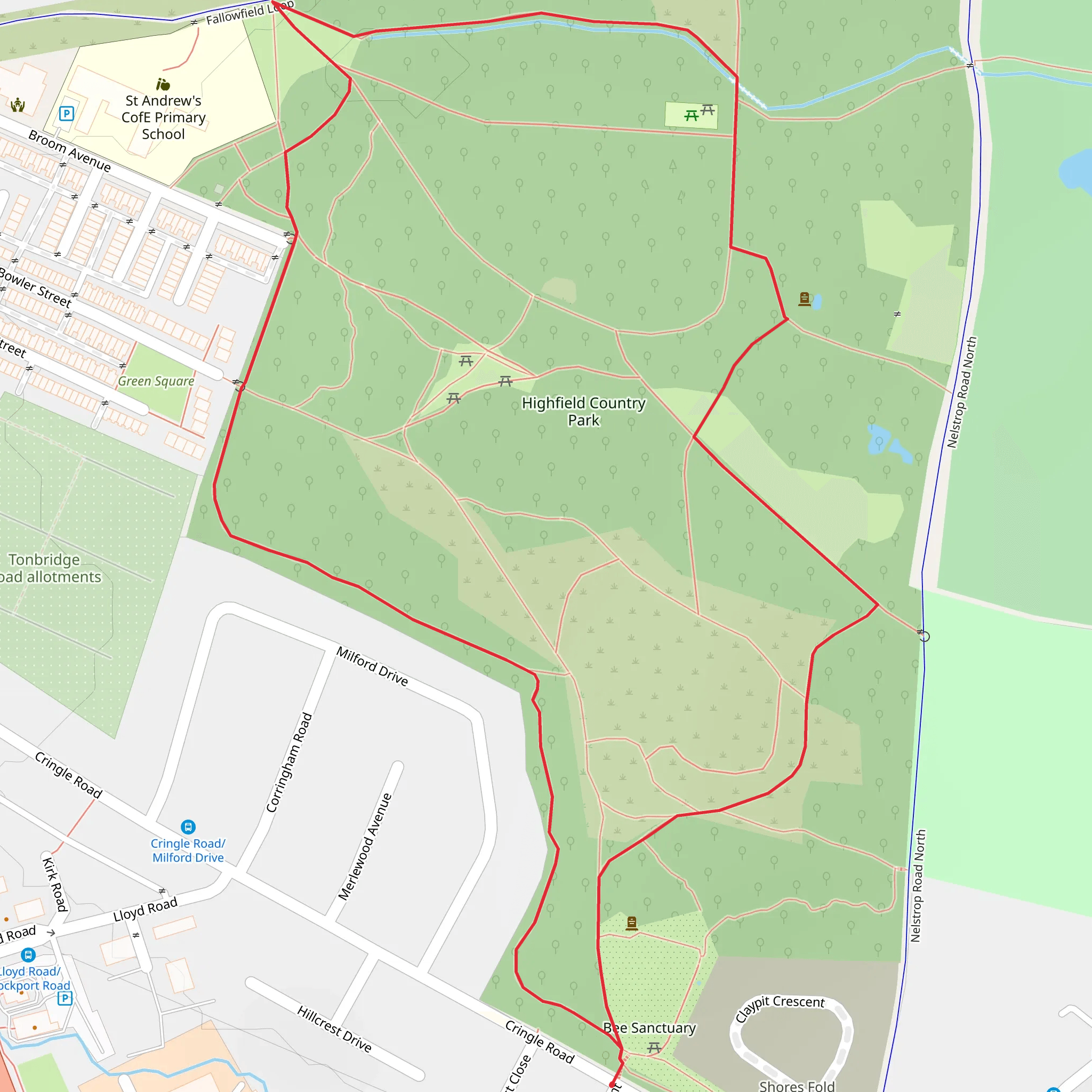 Highfield Country Park Walk mobile static map