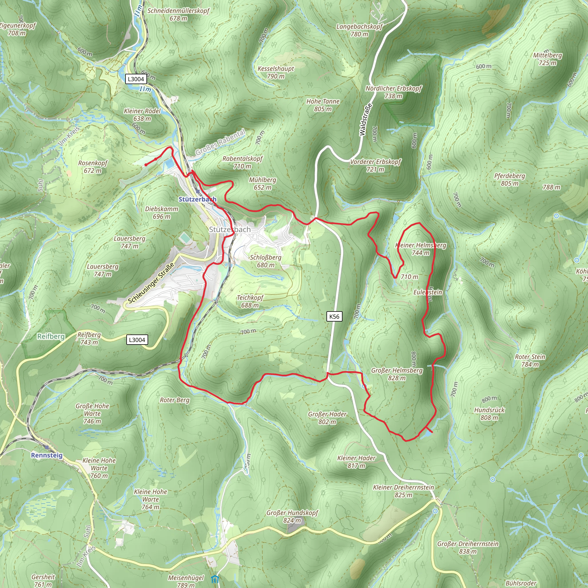 Finsteres Loch, Eulenstein and Seifiger Teich via Goethwanderweg mobile static map