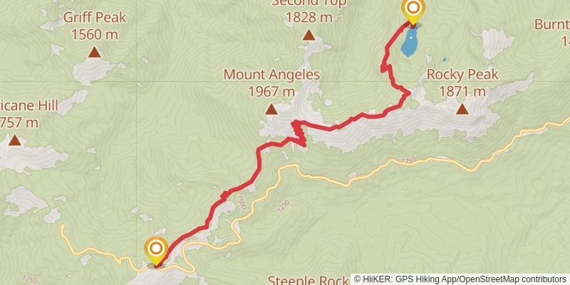 Lake Angeles via Klahhane Ridge Trail stage 2 Map