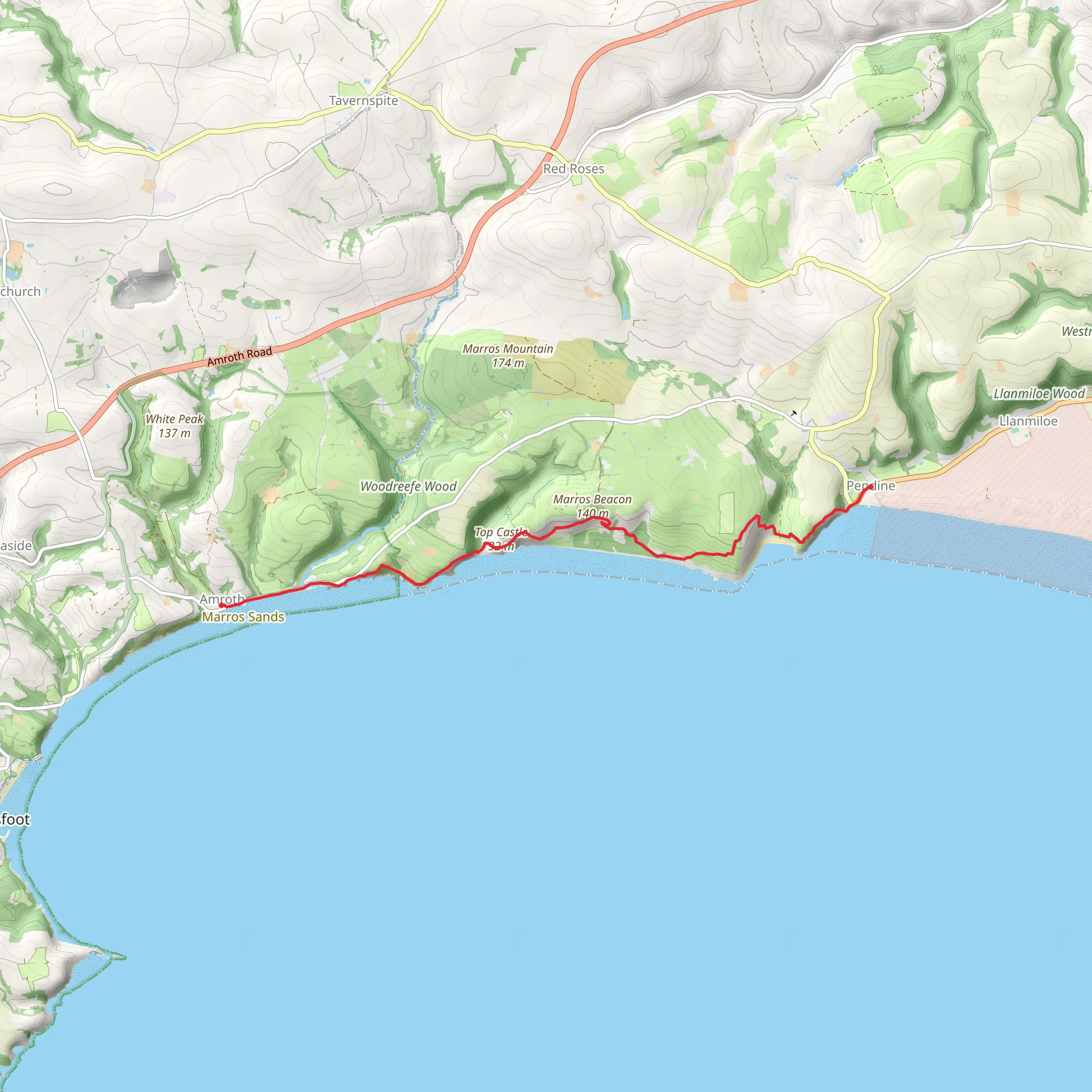 Pendine to Amroth Coast Path mobile static map