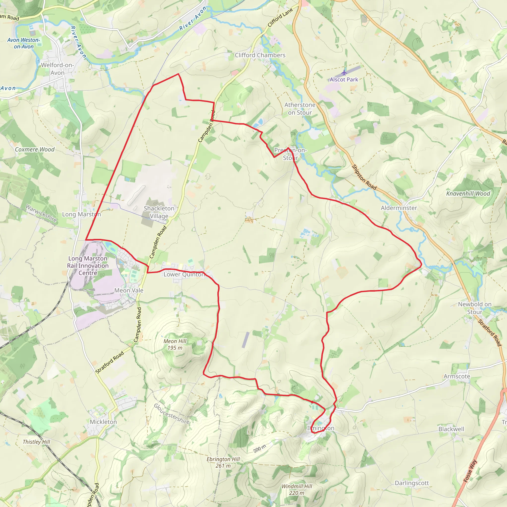 Ilmington, Quinton and Crimscote Loop mobile static map