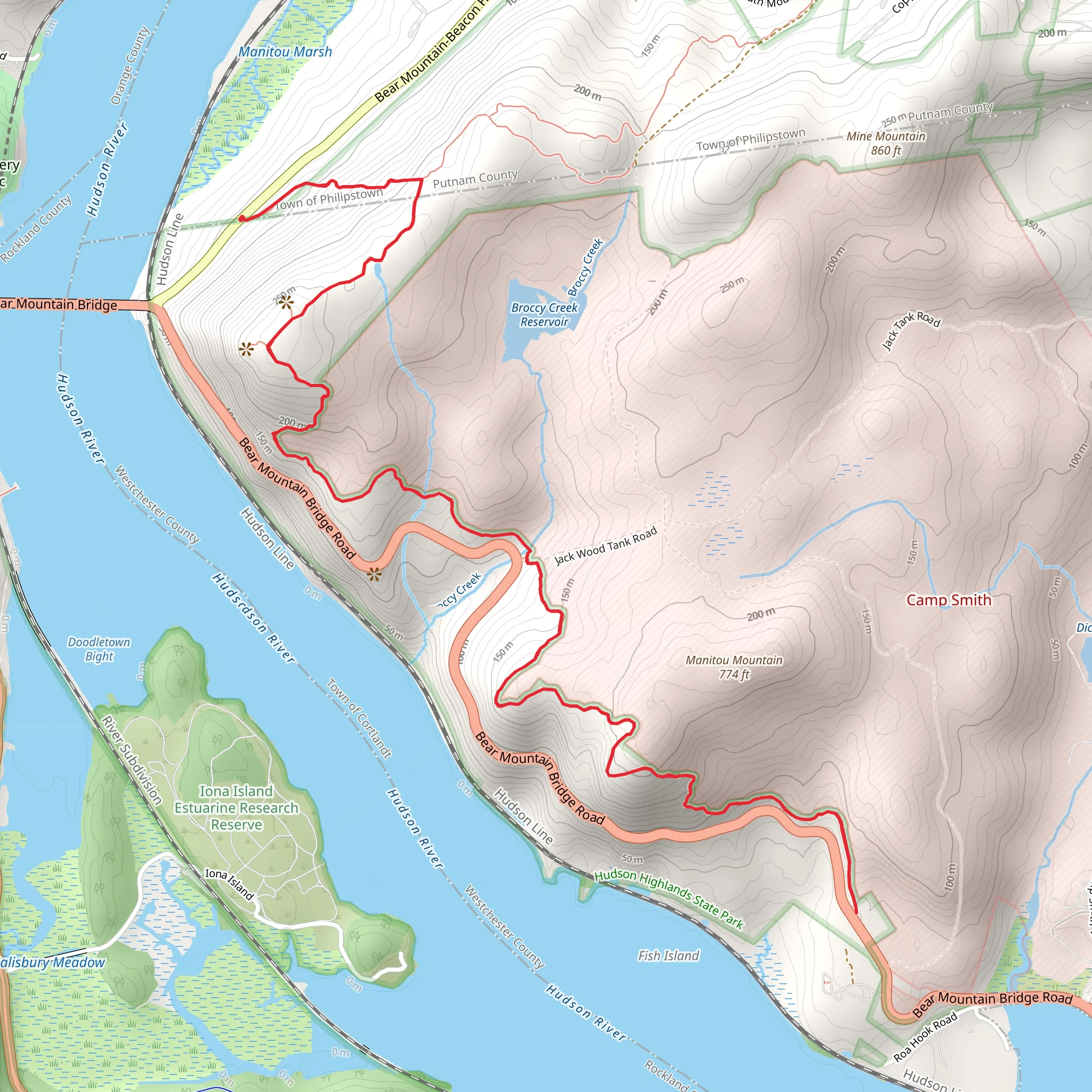 Anthony's Nose and Manitou Mountain mobile static map
