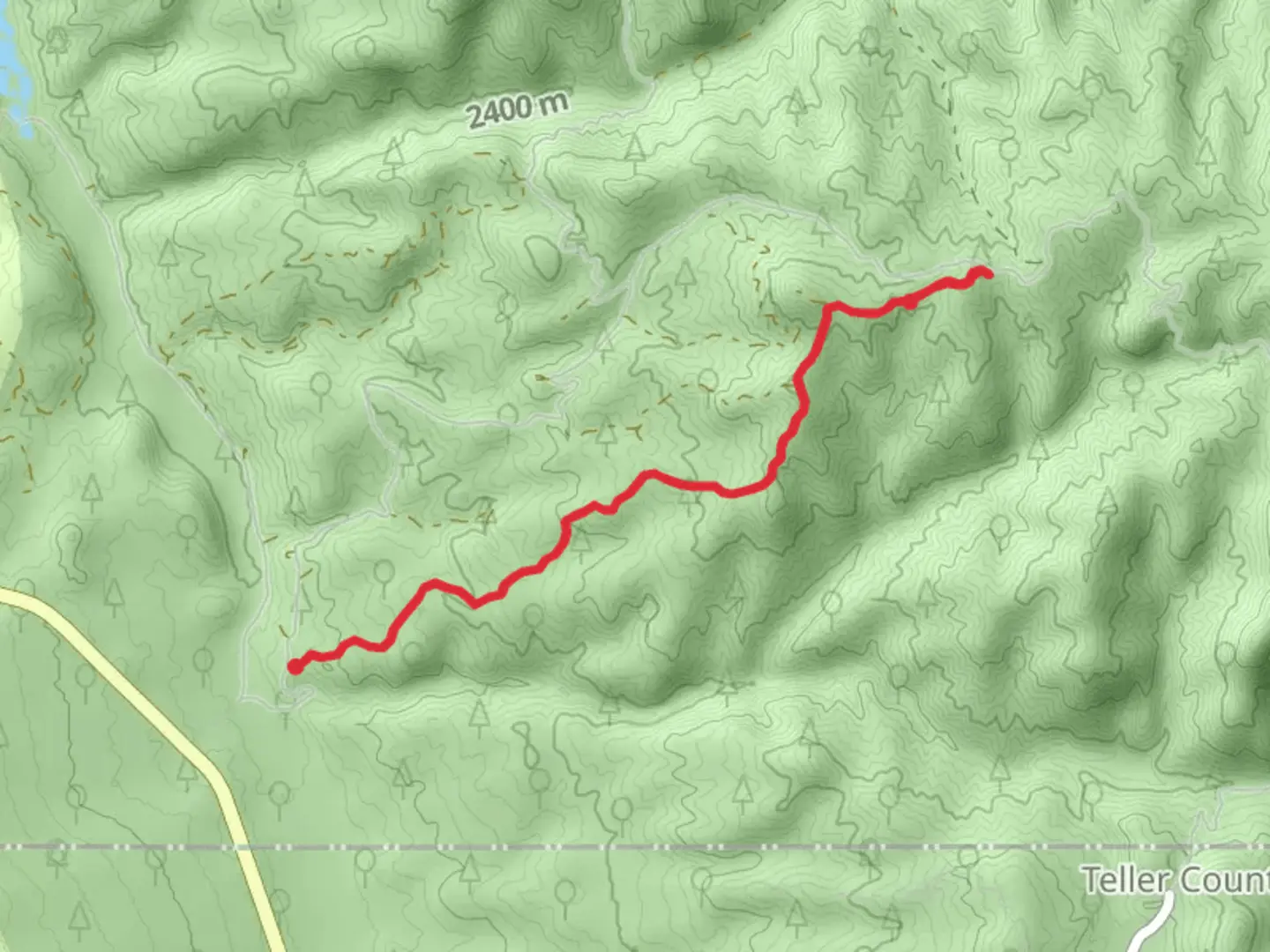 An image depicting the trail Forest Road 344 from South Rainbow Falls Road and its surrounding area.
