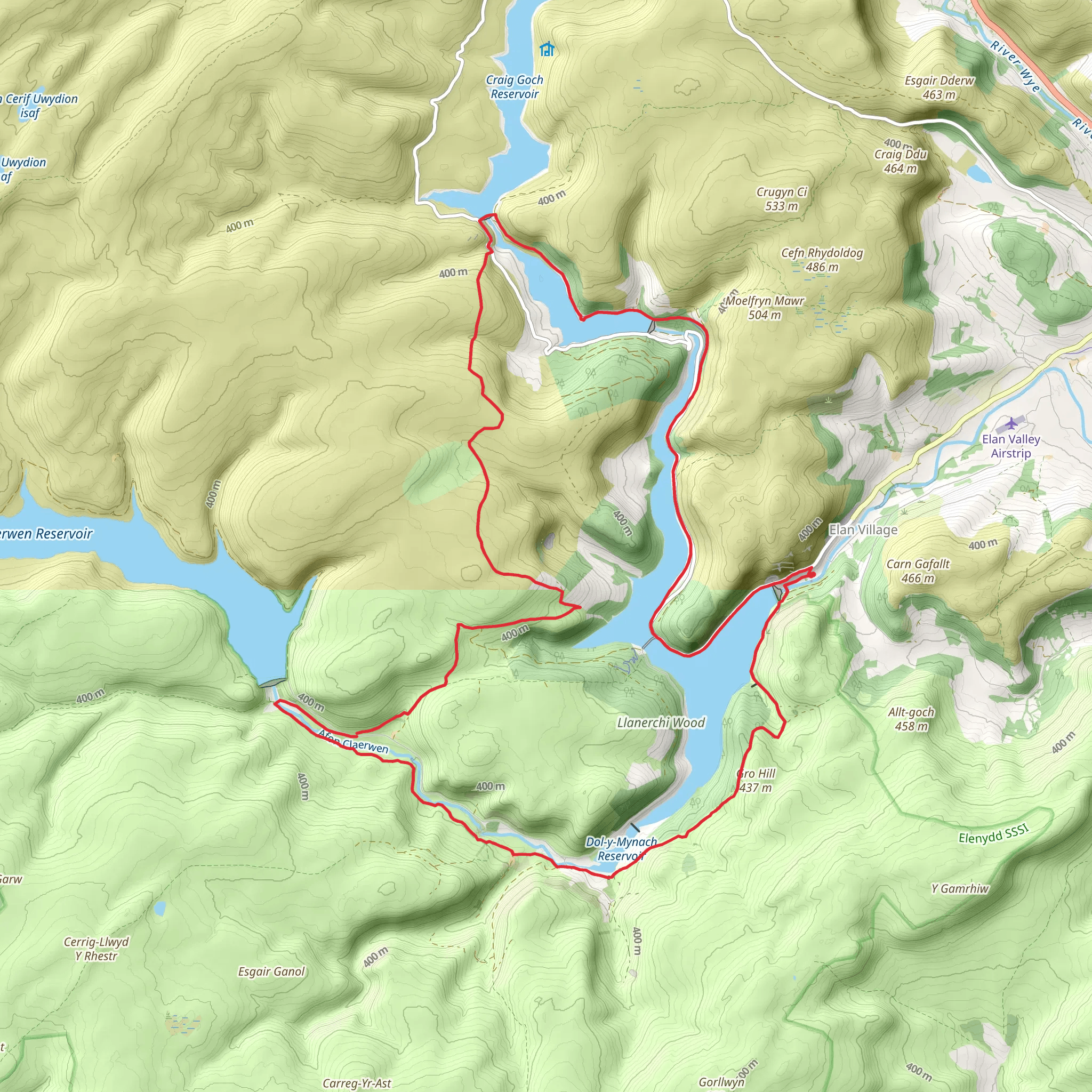 Elan Valley Reservoir from Powys mobile static map