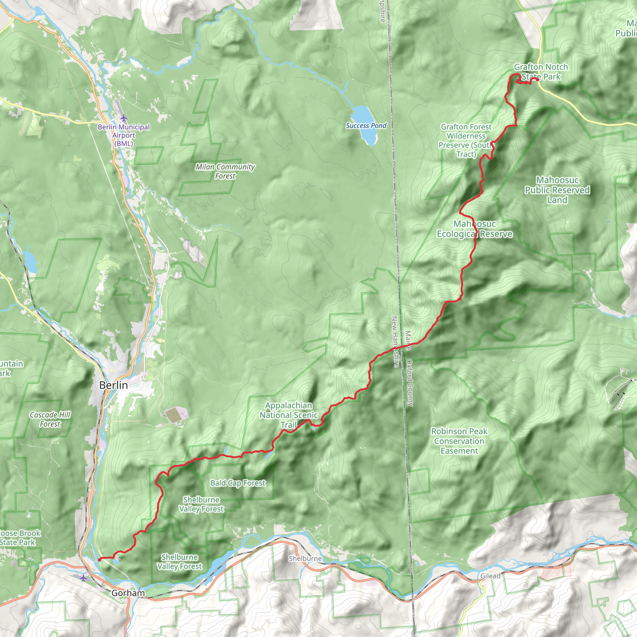 Mount Carlo and Mahoosuc Arm Trail mobile static map
