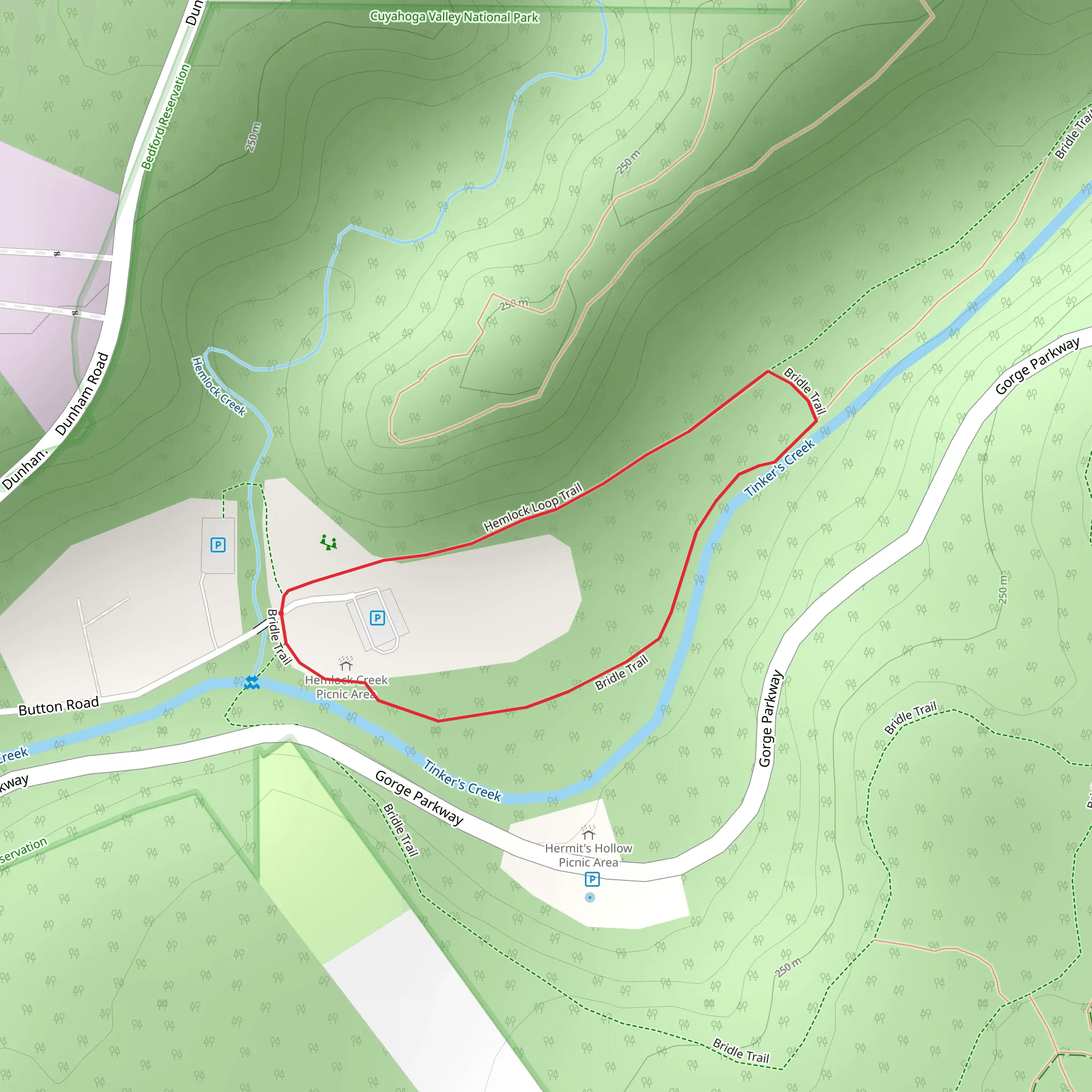Bridle and Hemlock Loop Trail mobile static map
