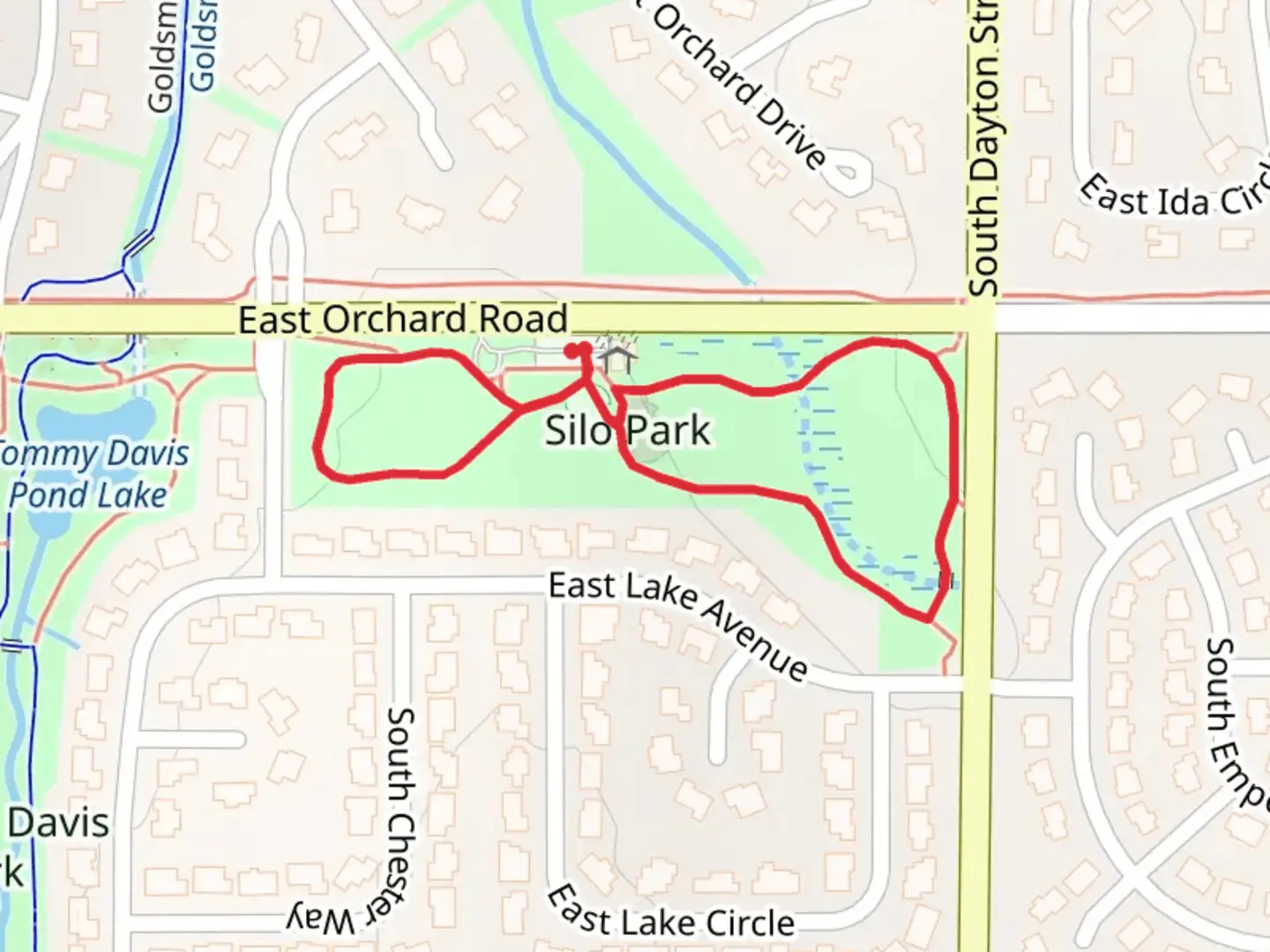 An image depicting the trail Silo Park Loop and its surrounding area.