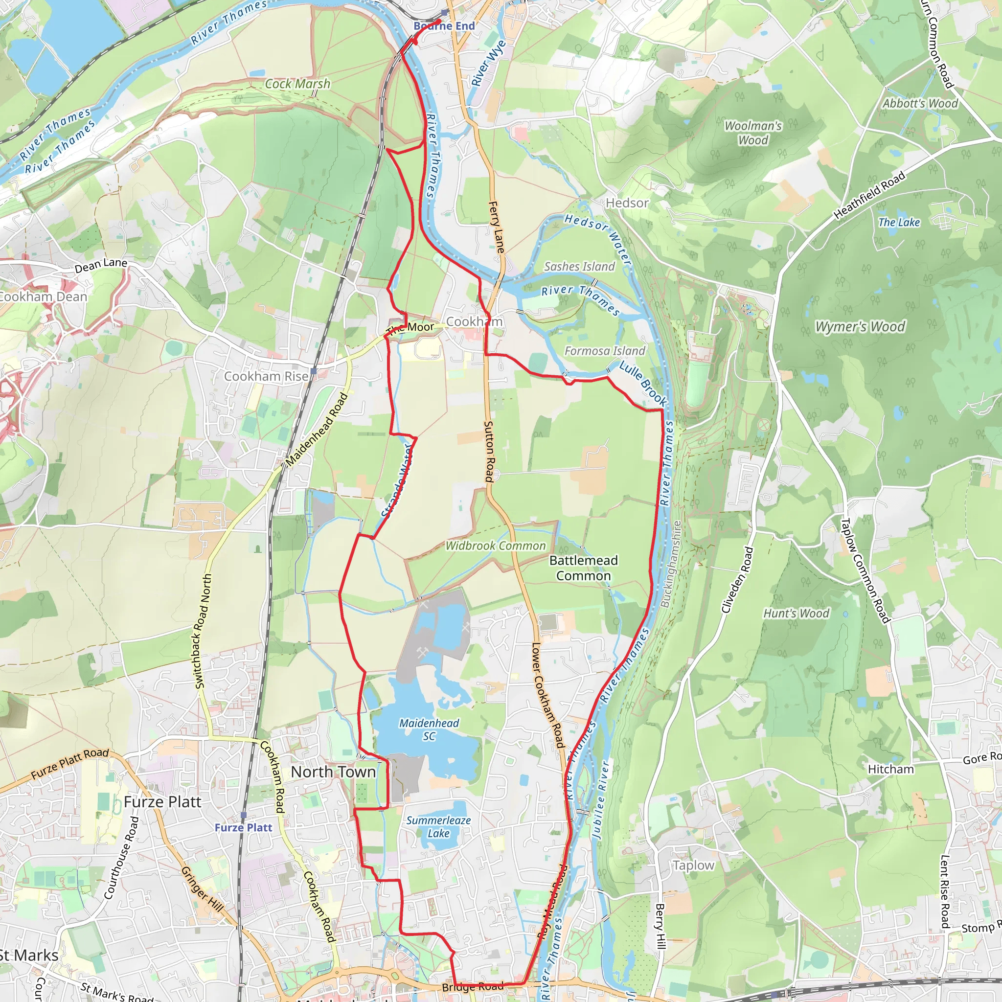 Bourne End Loop mobile static map