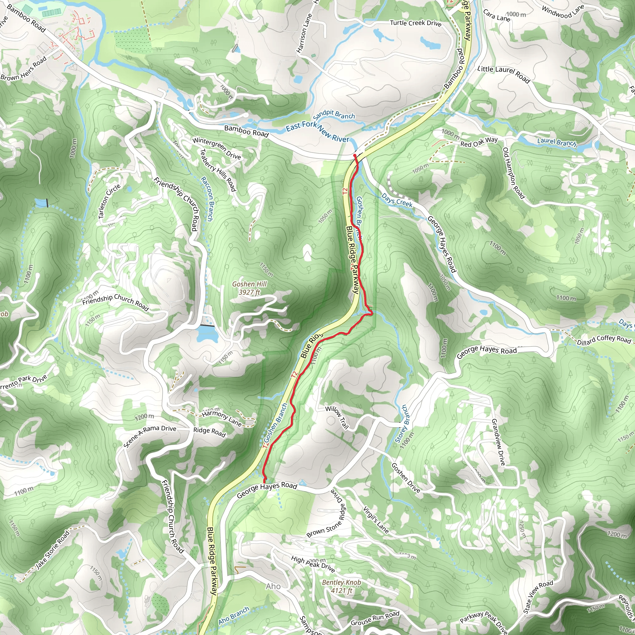 Mountains-to-Sea Trail from Bamboo Road mobile static map