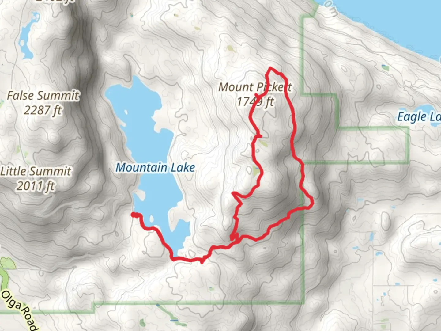 An image depicting the trail Mount Pickett Loop via Mountain Lake Trail and its surrounding area.