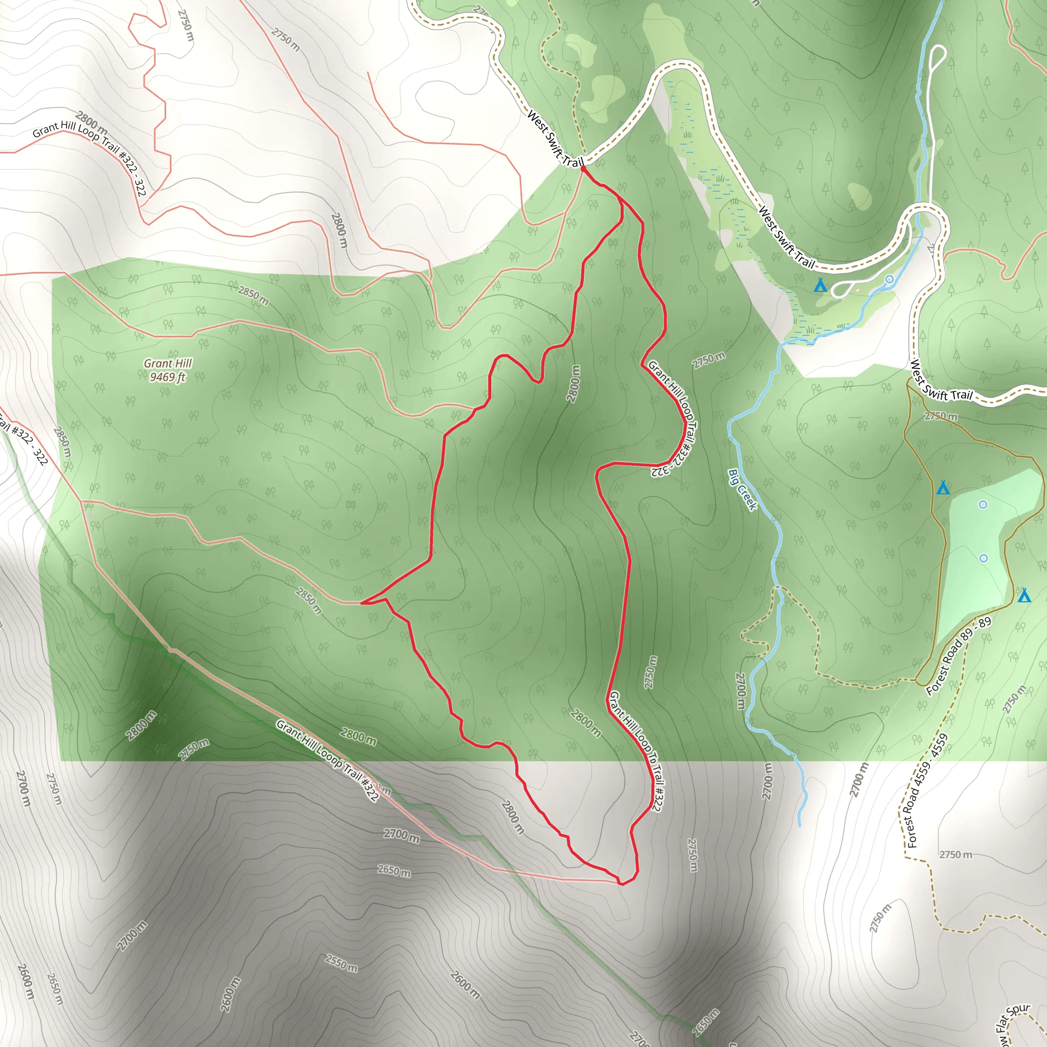 Grant Hill Short Loop Trail mobile static map