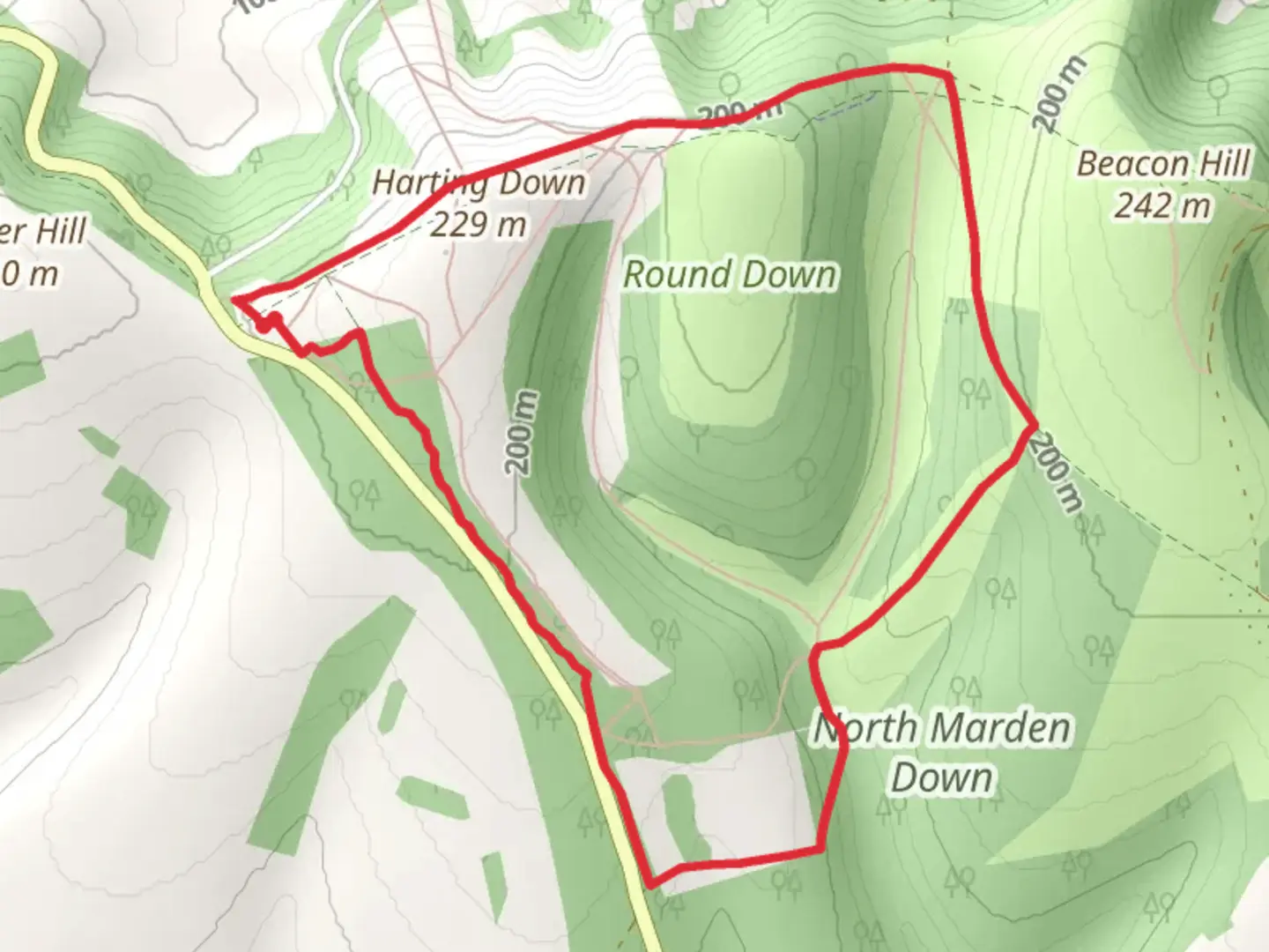 An image depicting the trail North Marden Down Loop and its surrounding area.