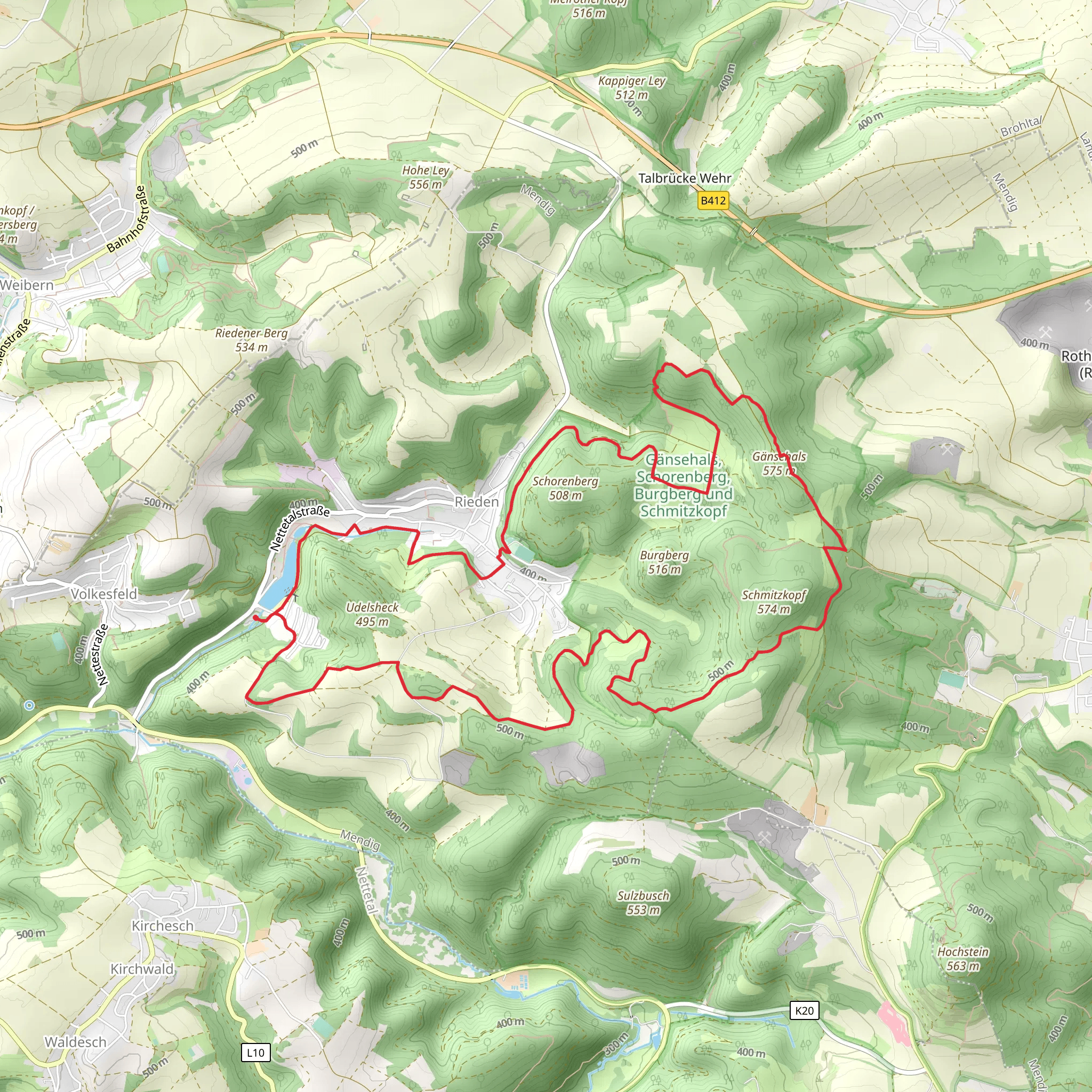 Waldsee Rieden, Maifeldblick and Udelsheck via Traumpfad Waldseepfad Rieden mobile static map