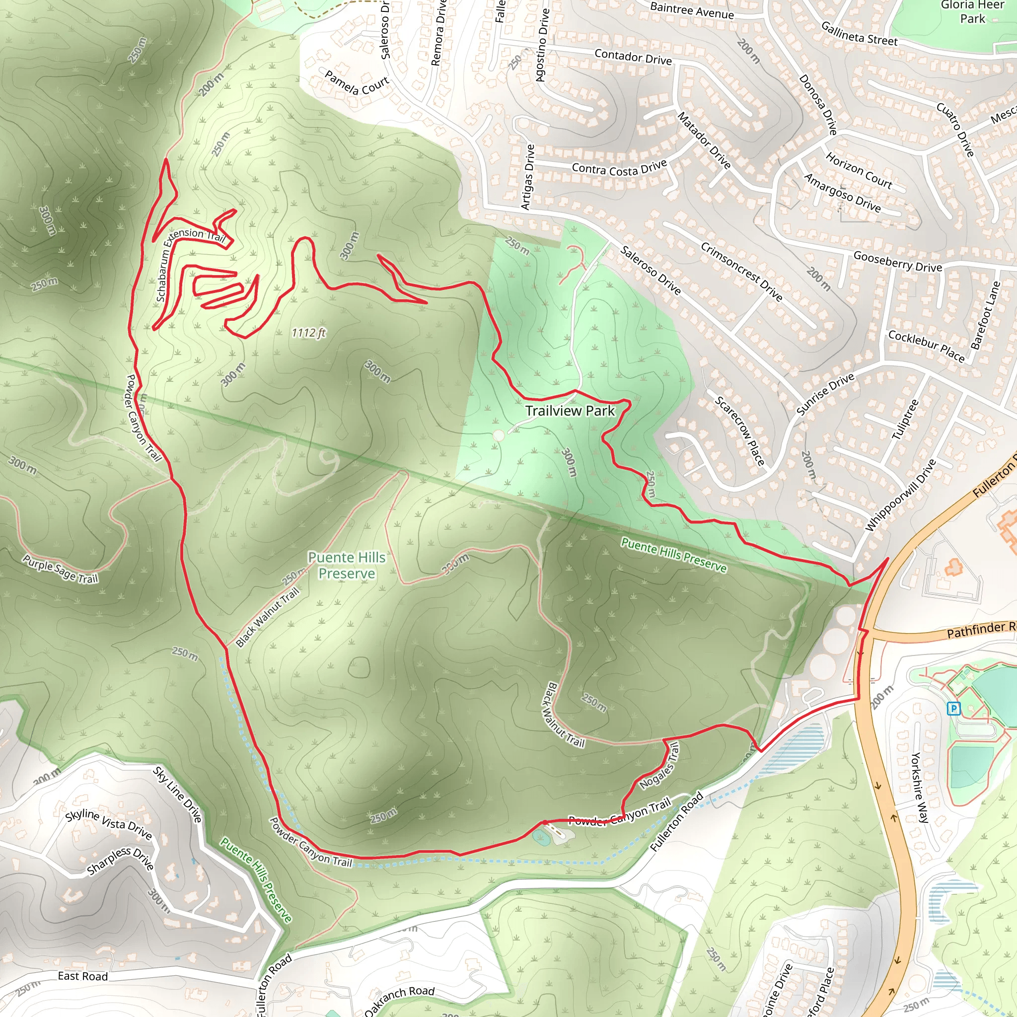 Powder Canyon and Schabarum Extension Loop Trail mobile static map