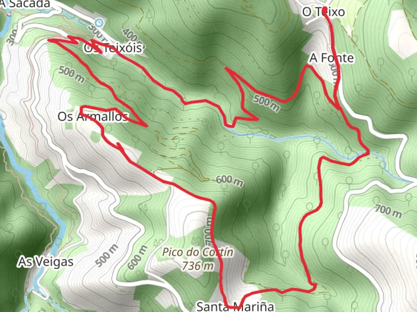 An image depicting the trail Route Teixo-Teixois and its surrounding area.