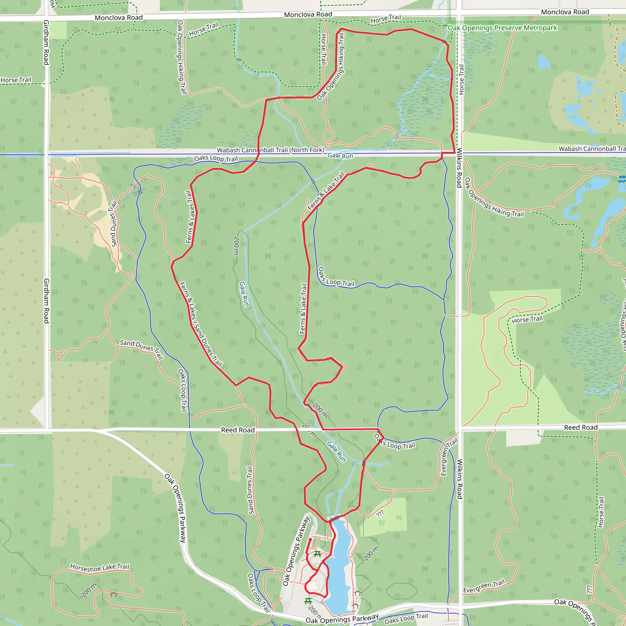 Ferns - Lakes and Oak Openings Hiking Loop Trail mobile static map