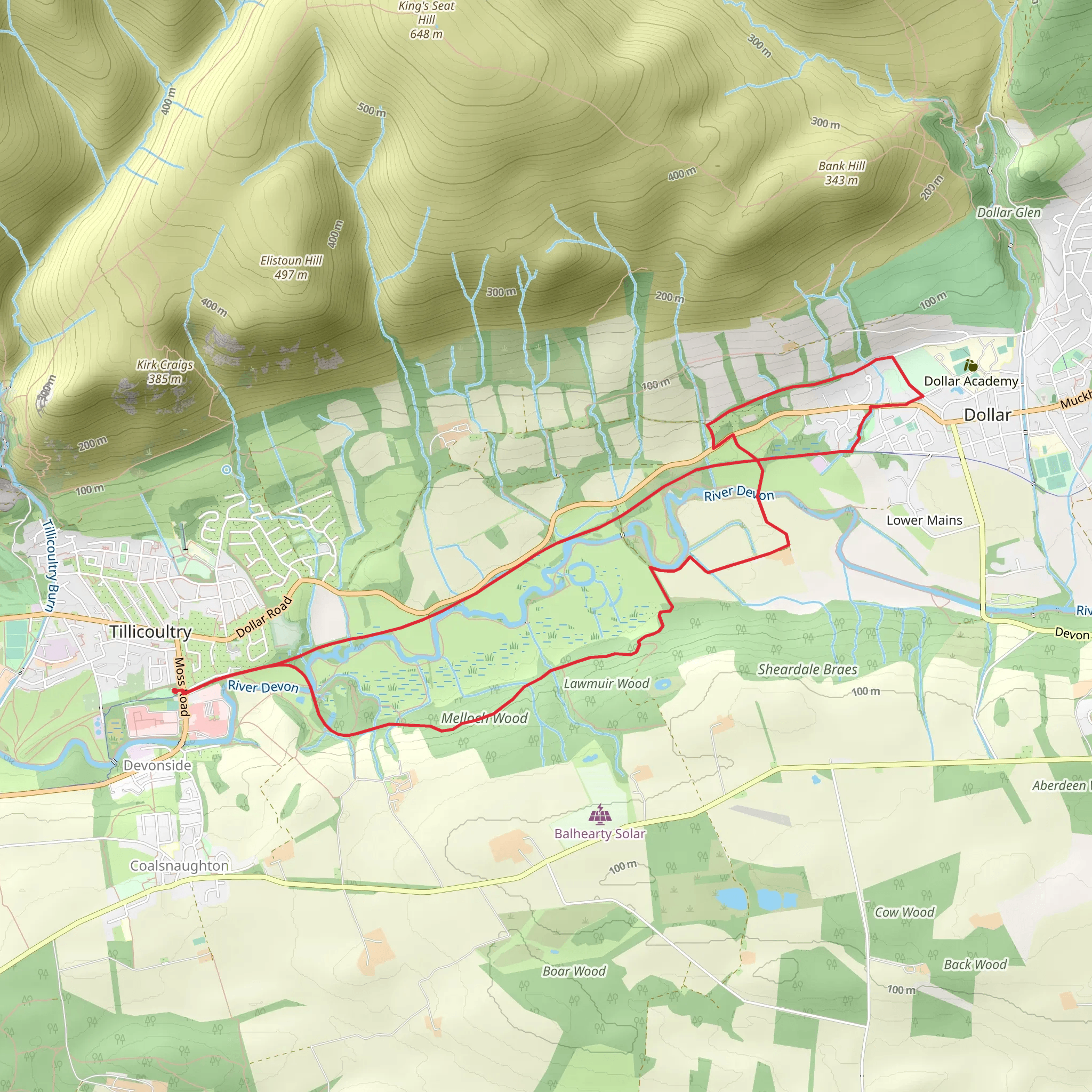 Tillicoultry and Dollar mobile static map