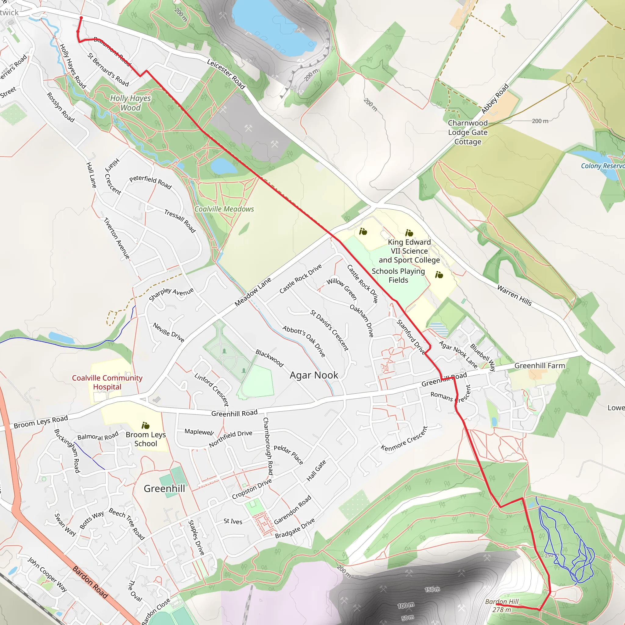 Bardon Hill mobile static map