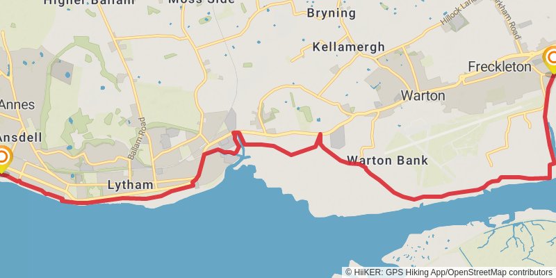 Lancashire Coastal Way stage 5 Map