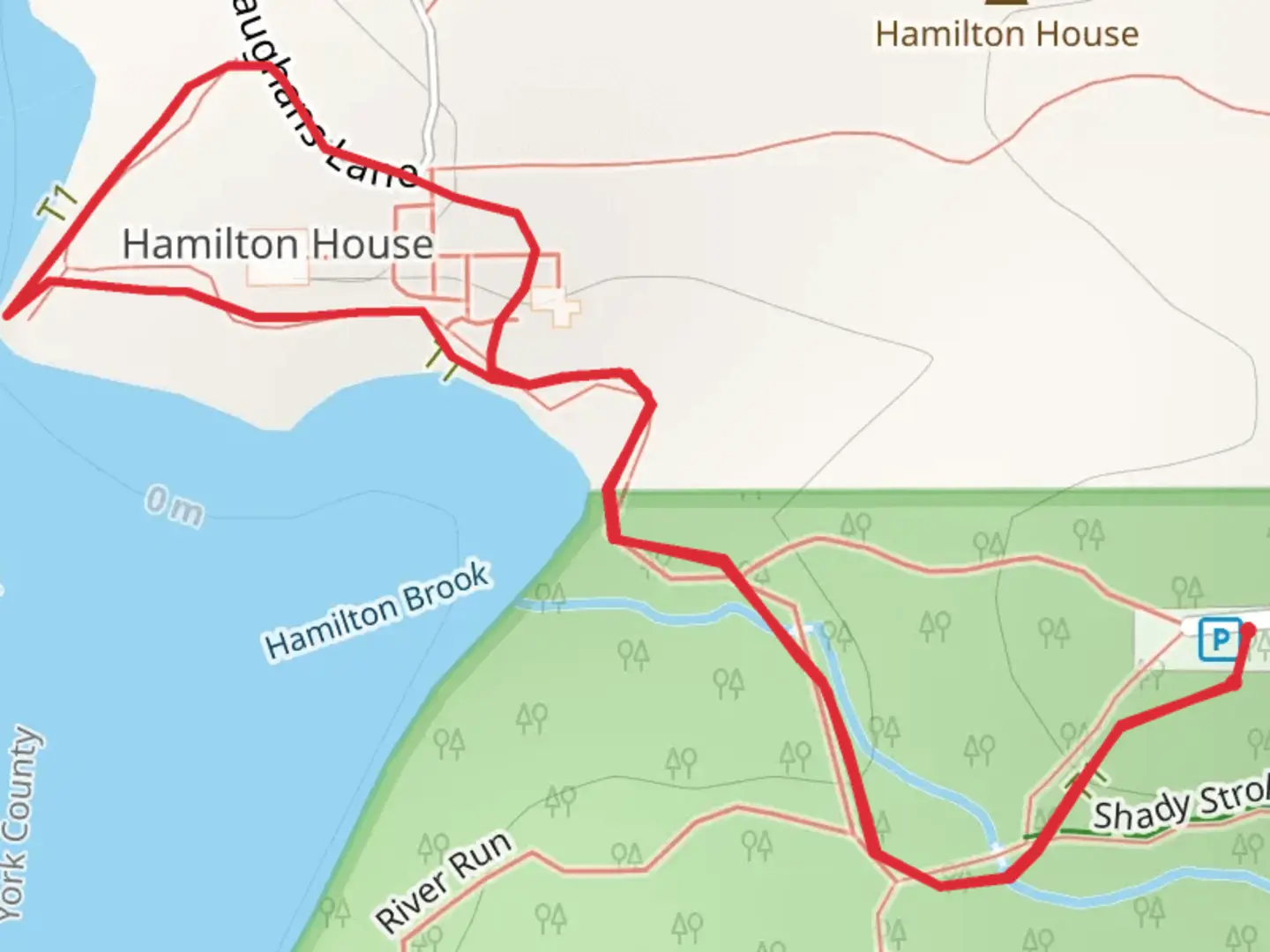 An image depicting the trail Salmon Falls River and Hamilton Brook and its surrounding area.