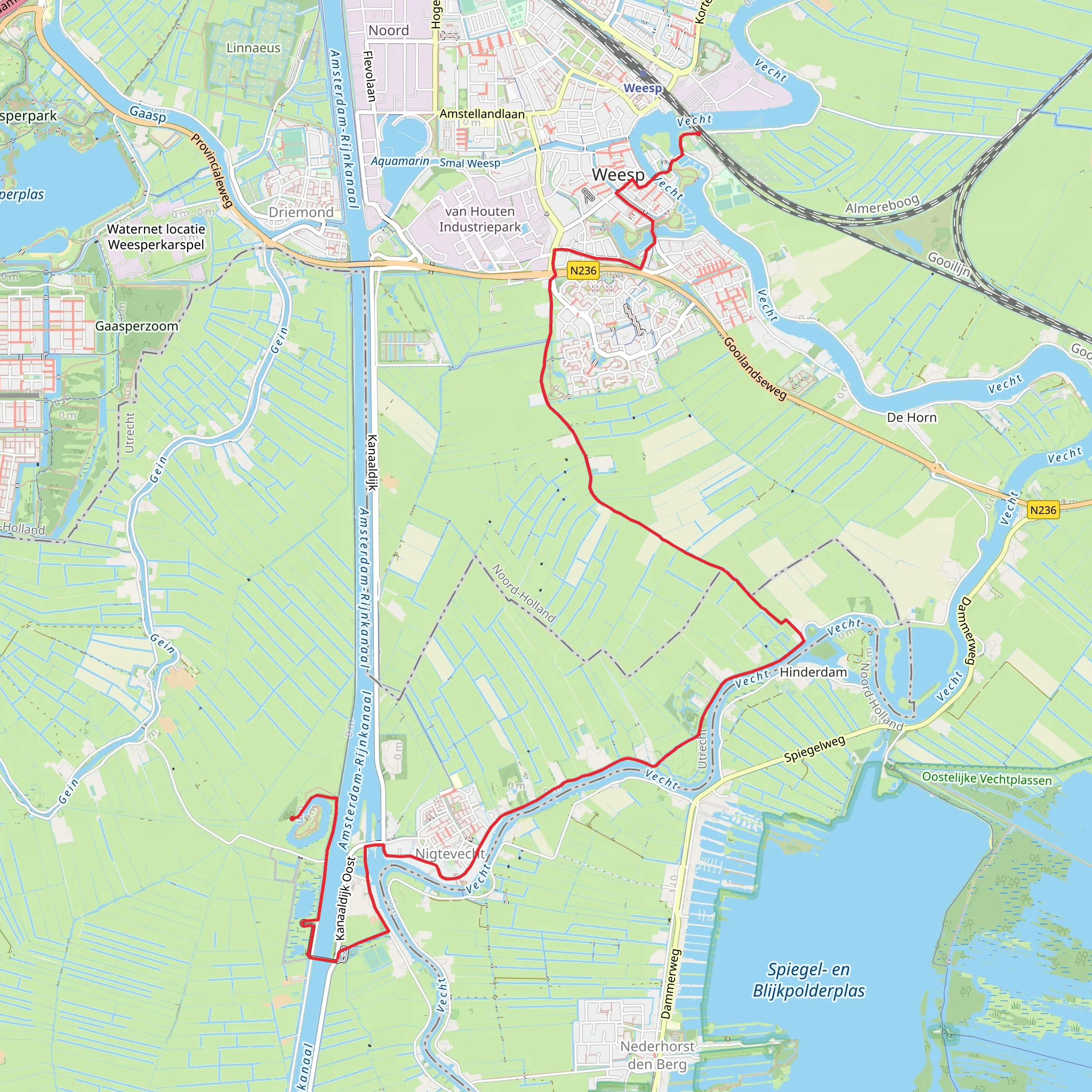 Fort Bij Nigtevecht to Weesp via Fort Hinderdam and Fort Weesp mobile static map