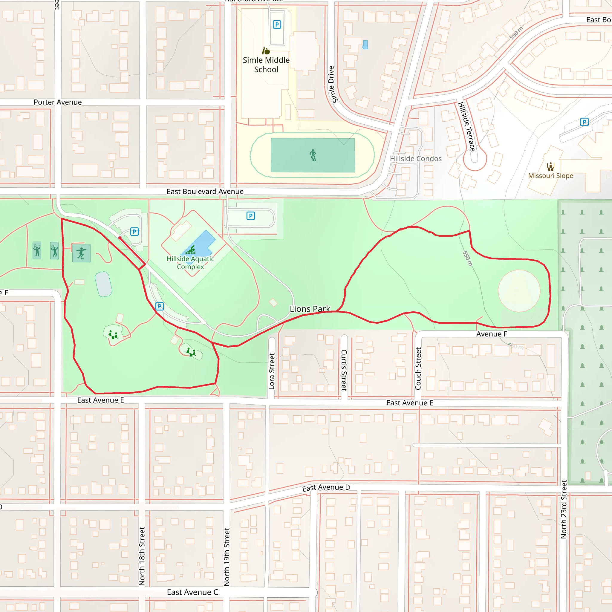Lions Park Loop mobile static map