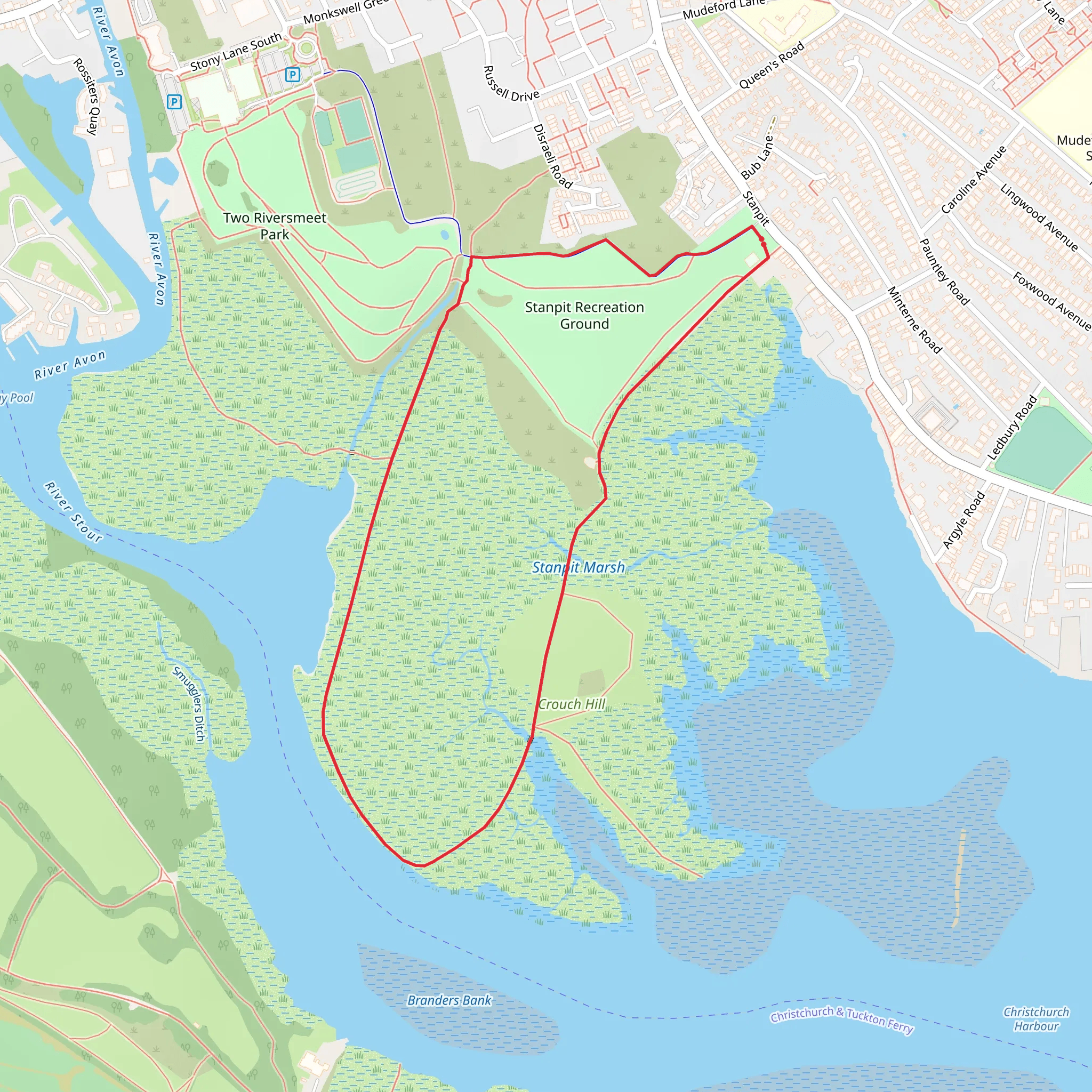 Stanpit Marsh Loop mobile static map