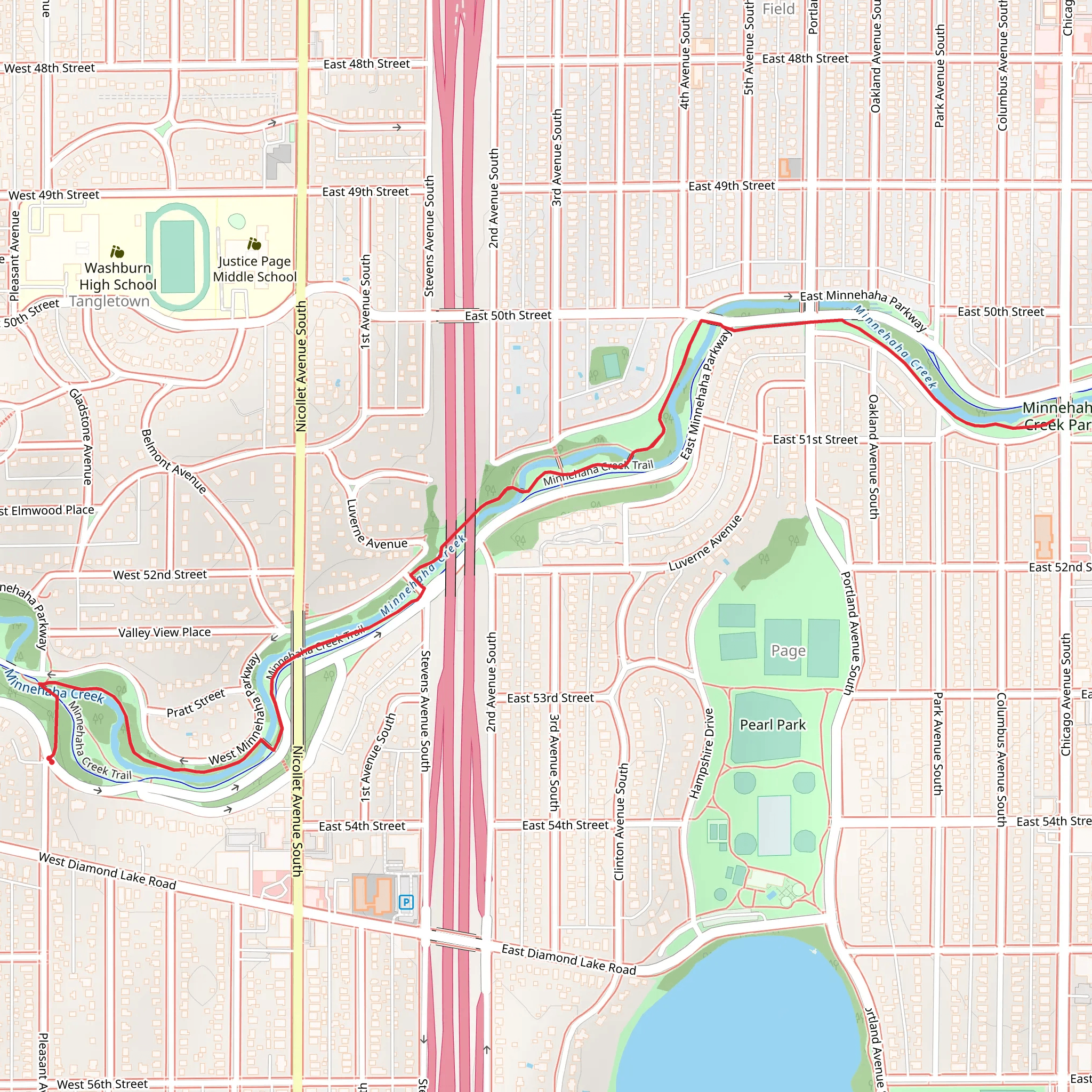 Minnehaha Creek Trail mobile static map