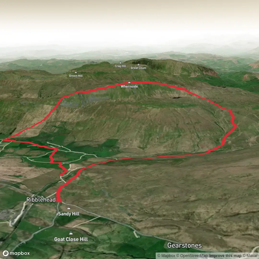 An image depicting the trail Whernside from Station Inn and its surrounding area.