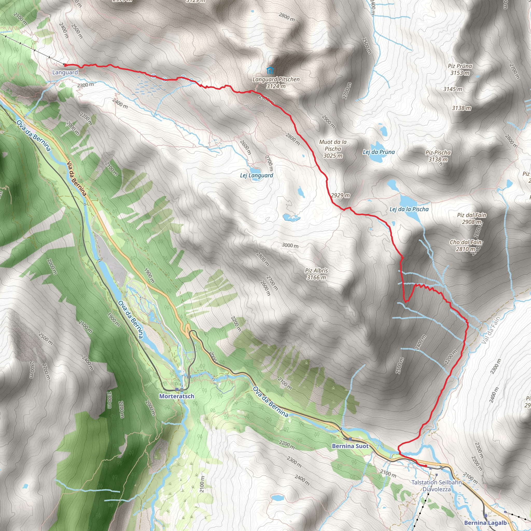 Alp Languard to Fuorcla Pischa mobile static map